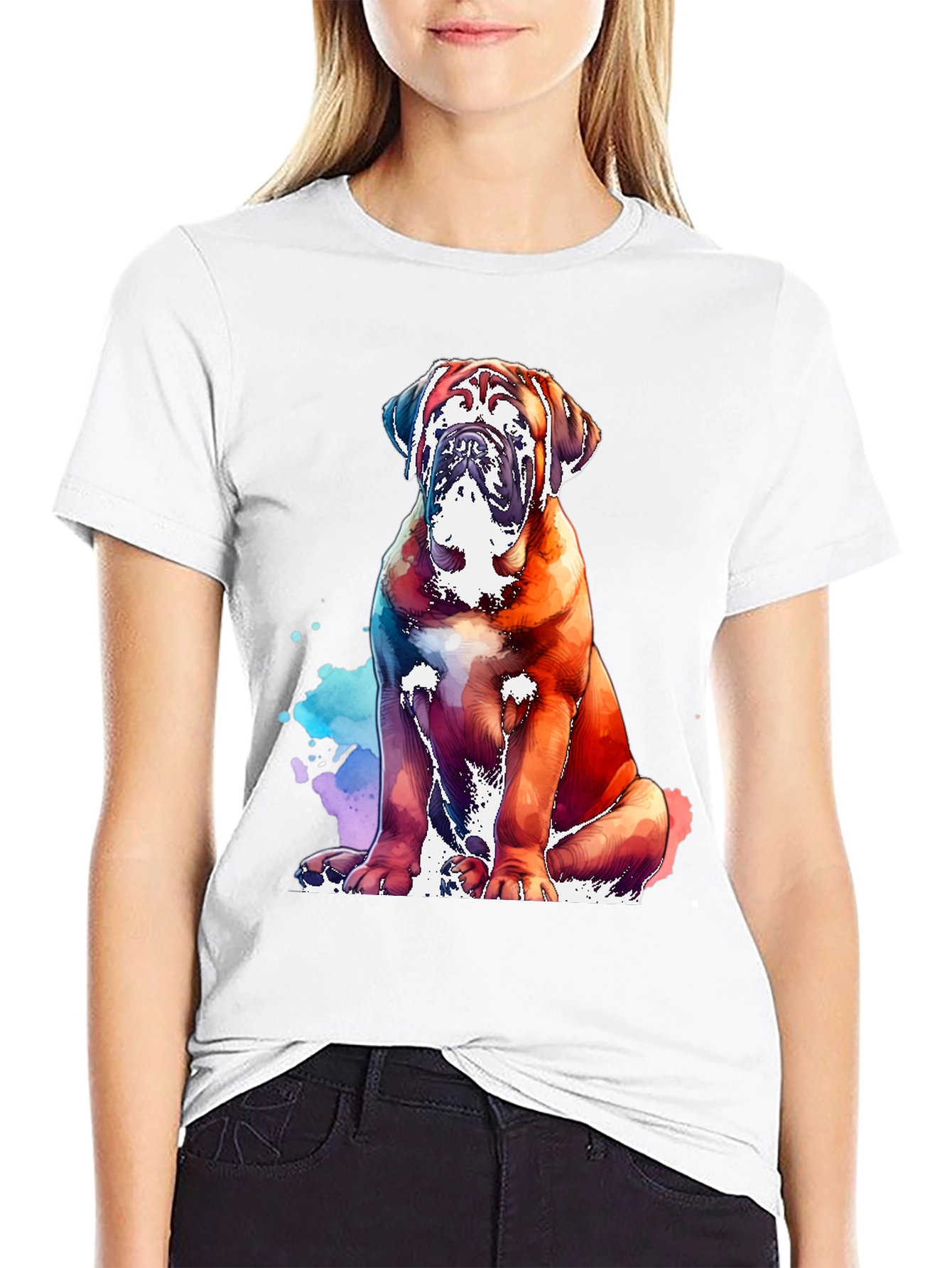 Black Watercolor Dog Graphic Tee - Black view 9