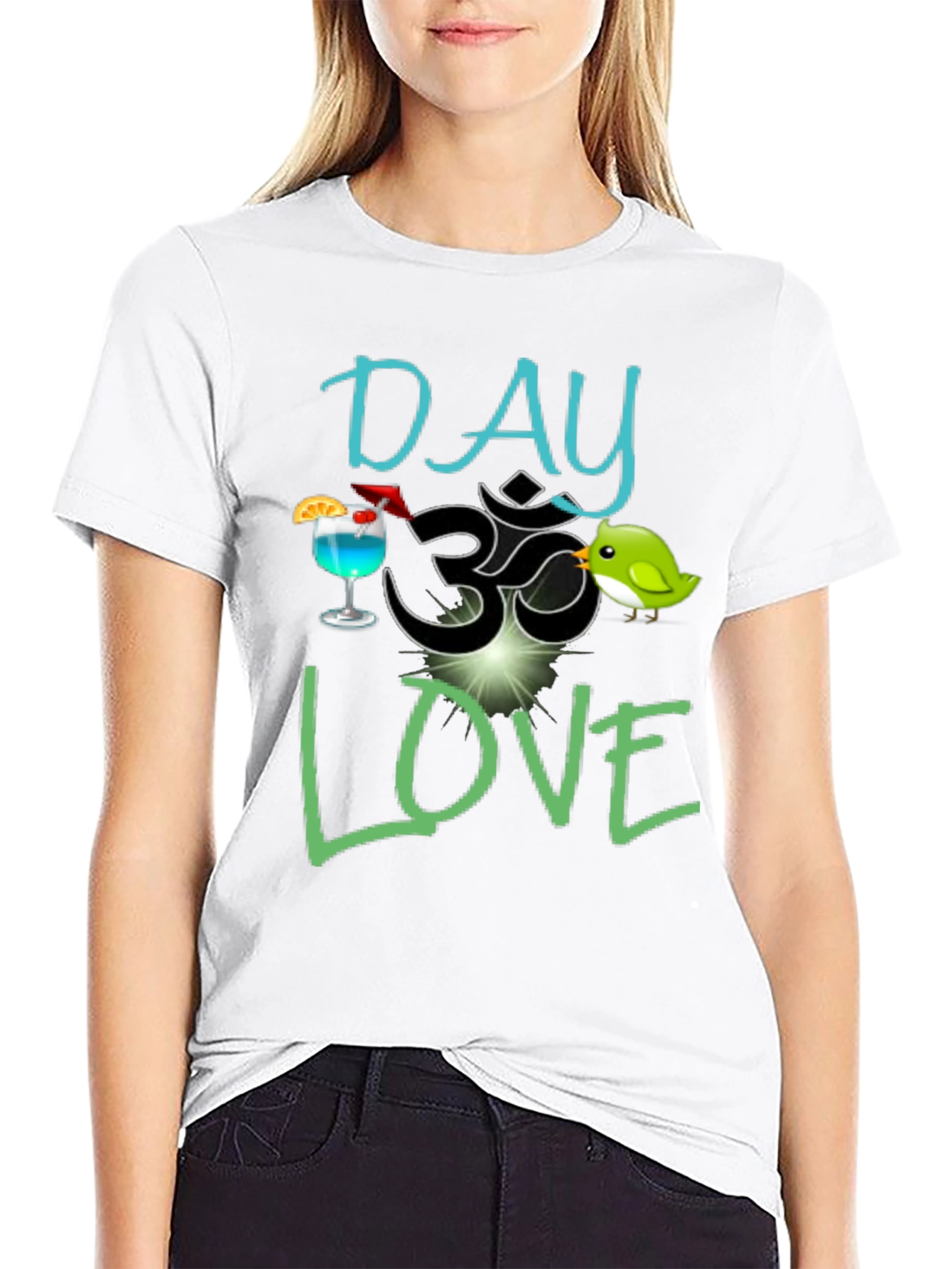 Black Day Om Love T-Shirt - Fun Graphic Tee view 9