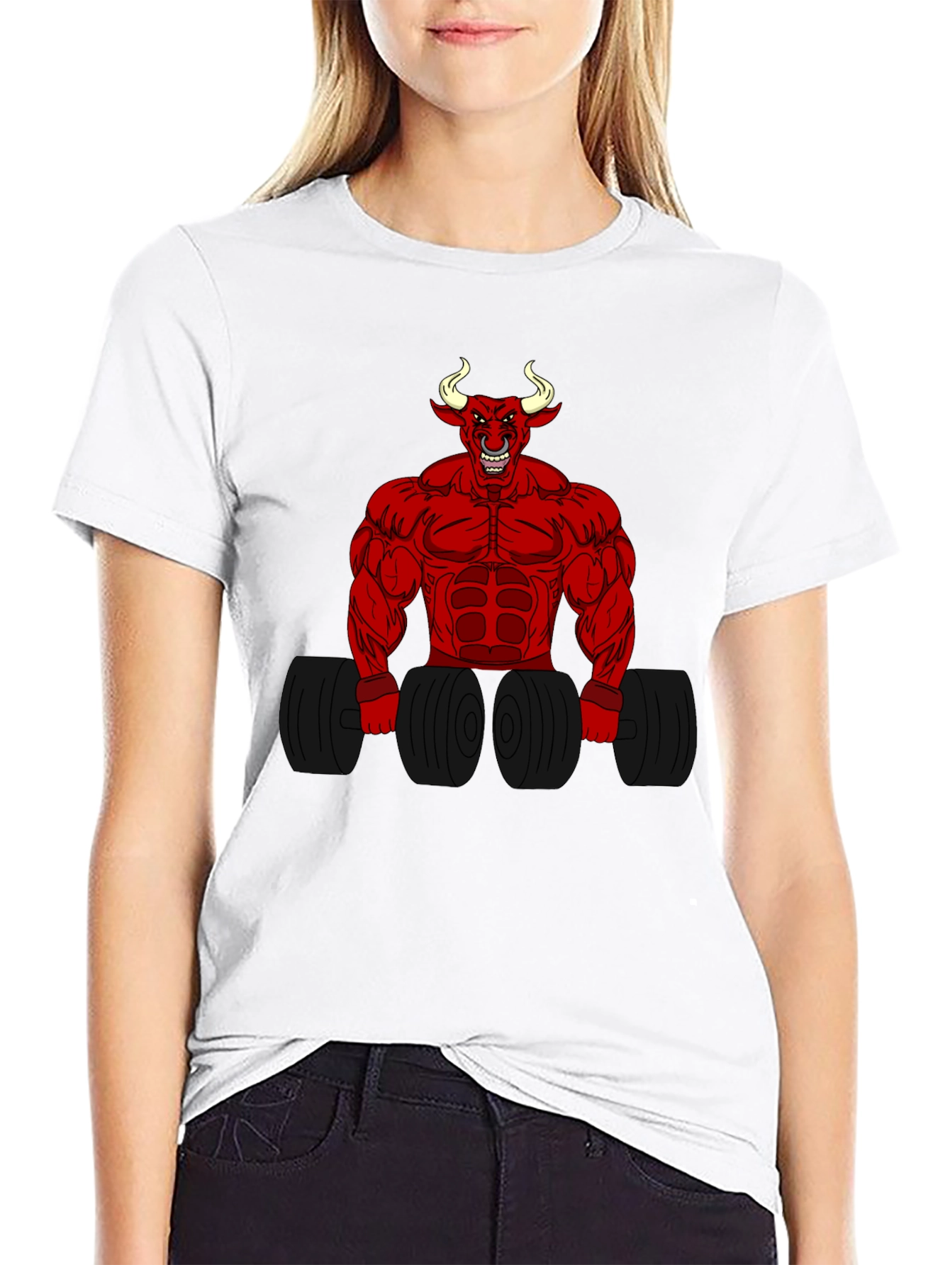 Black Red Devil Bull Gym T-Shirt view 9