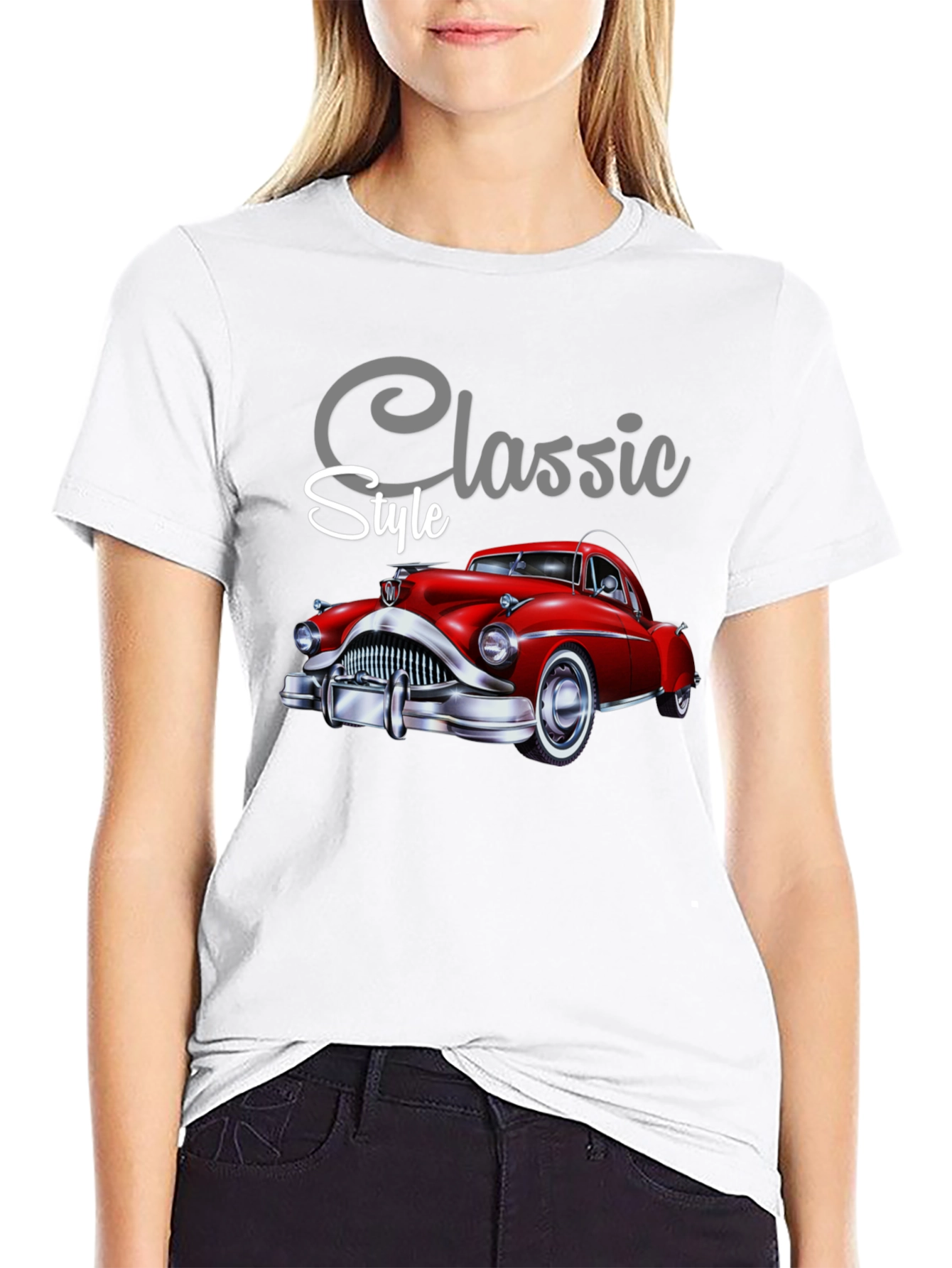 Black Classic Style Car Graphic Tee - Soft Cotton Blend view 9