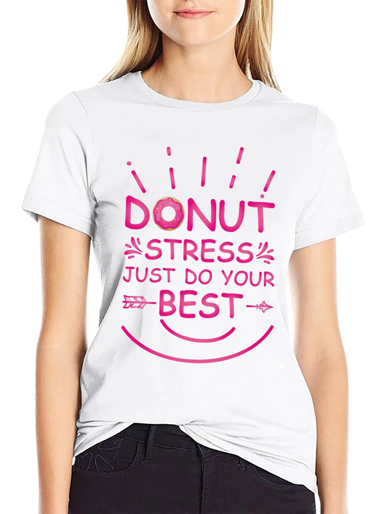 Black Donut Stress Tee - Just Do Your Best Black T-Shirt view 9