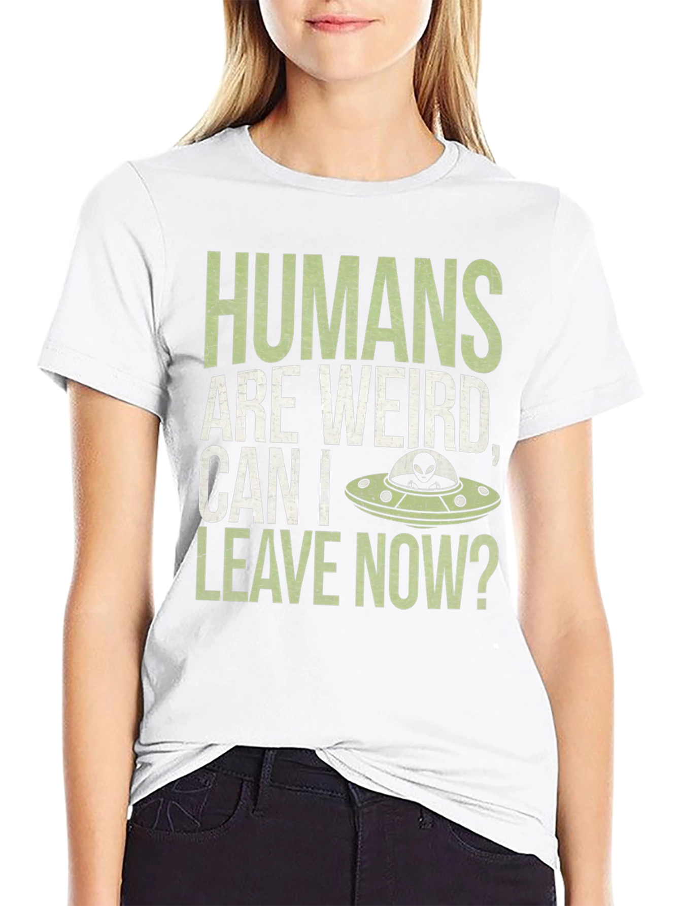 Black Humans Are Weird T-Shirt - Alien UFO Graphic Tee view 9