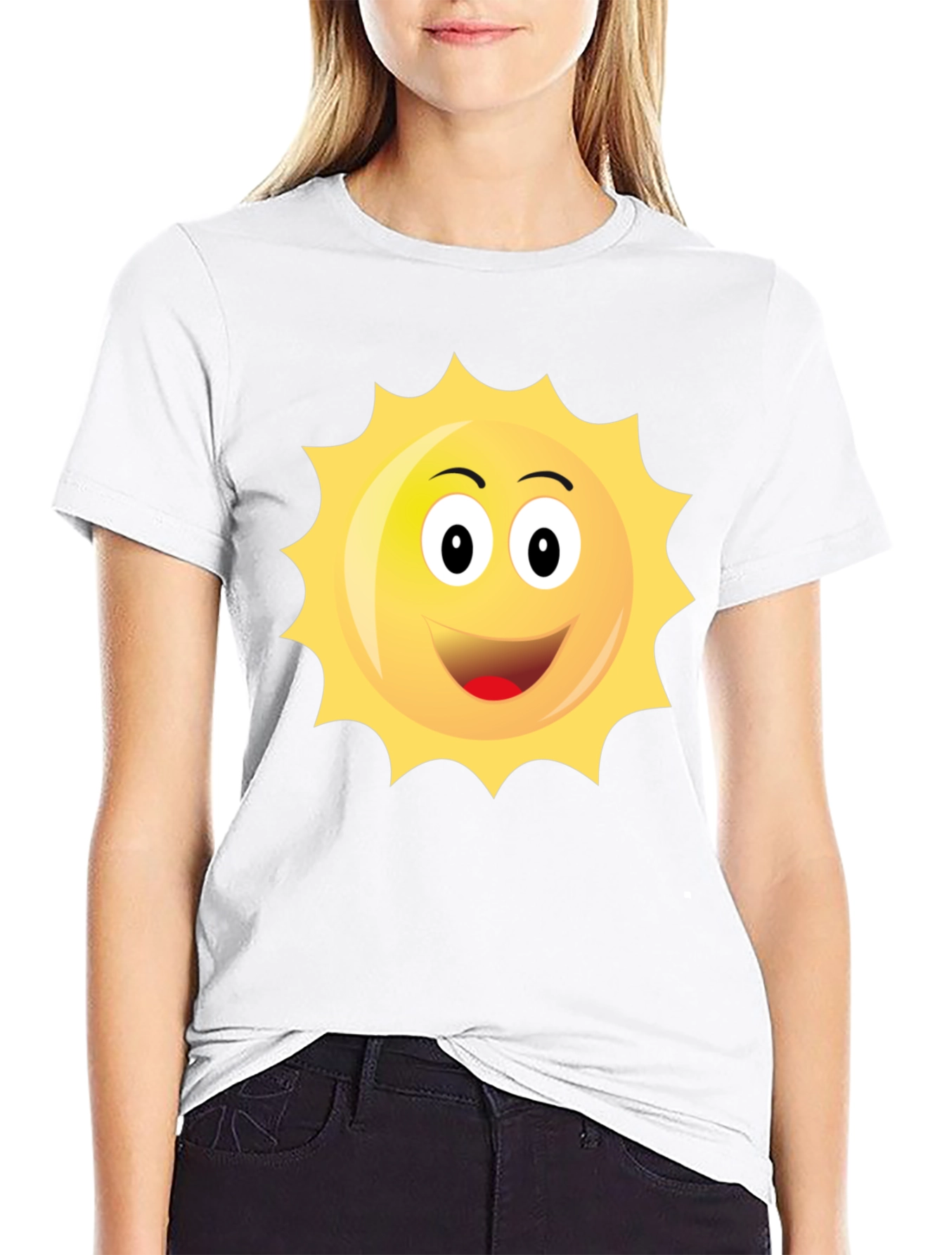 Black Happy Sun Graphic Black T-Shirt view 9