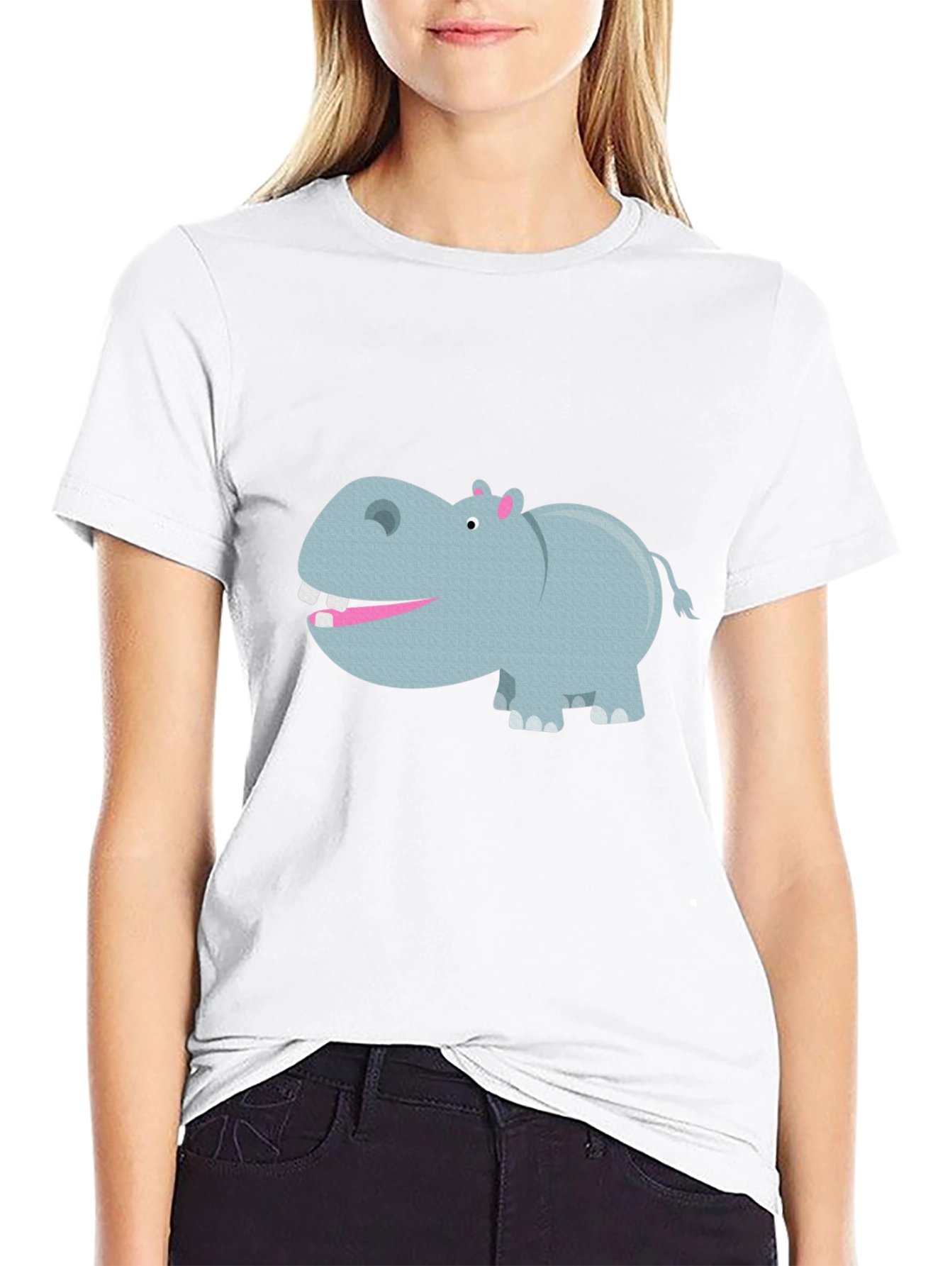 Black Hippo Graphic Tee - Comfortable Black Cotton T-Shirt view 9