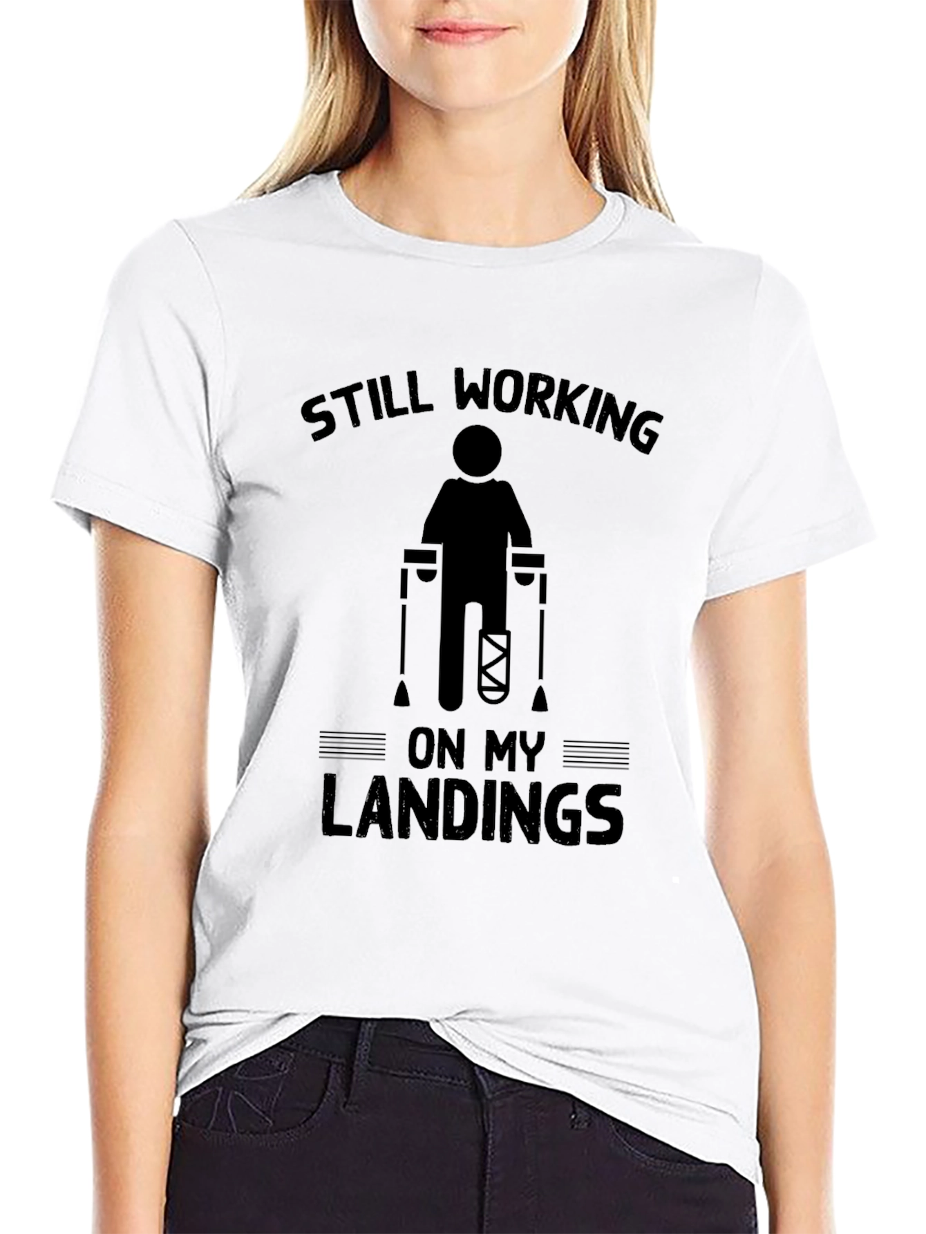 Black Still Working On My Landings Funny Injury T-Shirt view 9