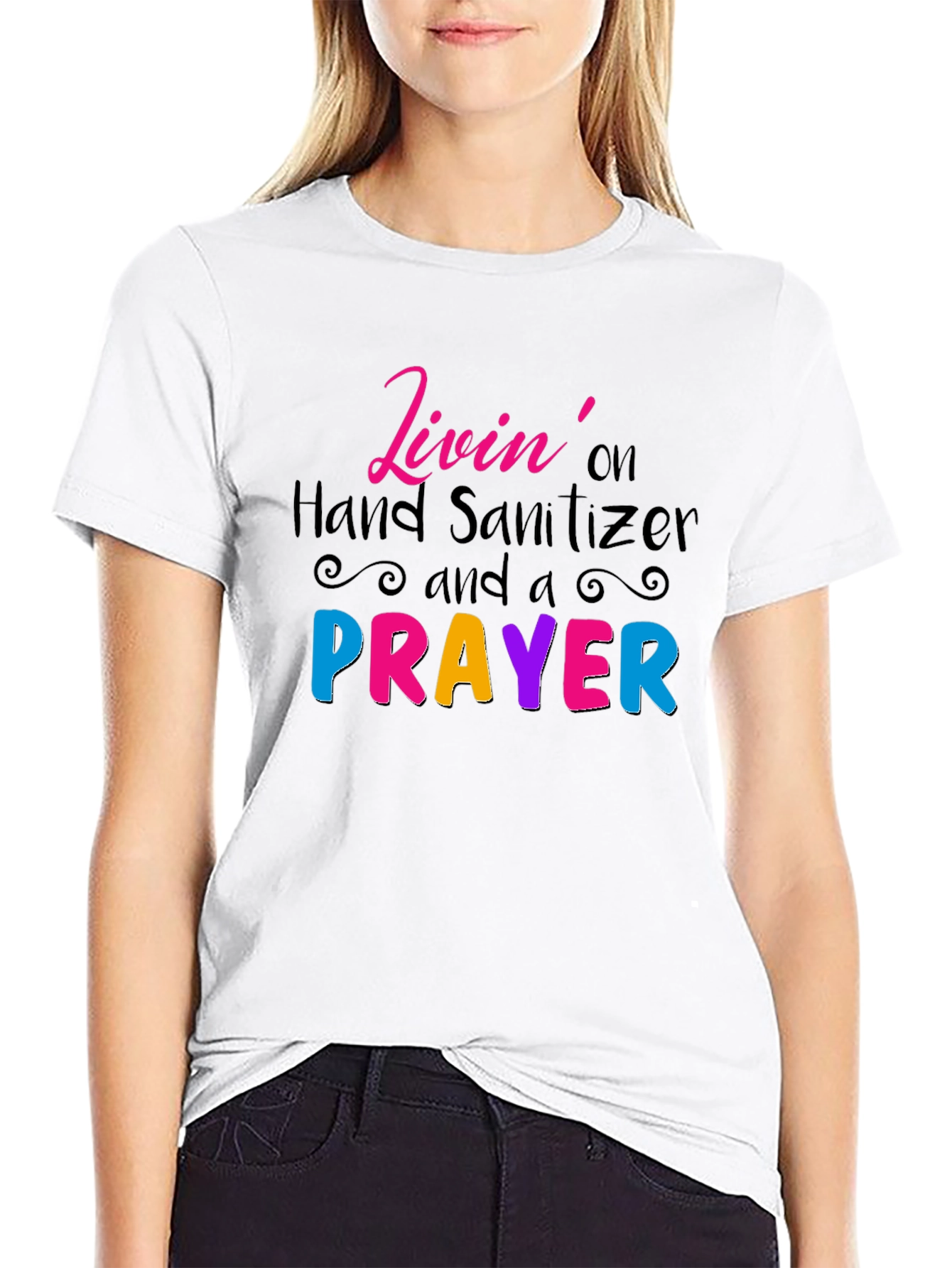 Black Livin' on Hand Sanitizer and a Prayer T-Shirt view 9