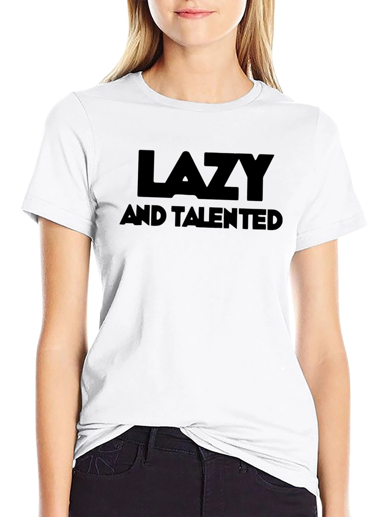 Black Lazy and Talented Black Graphic Tee view 9