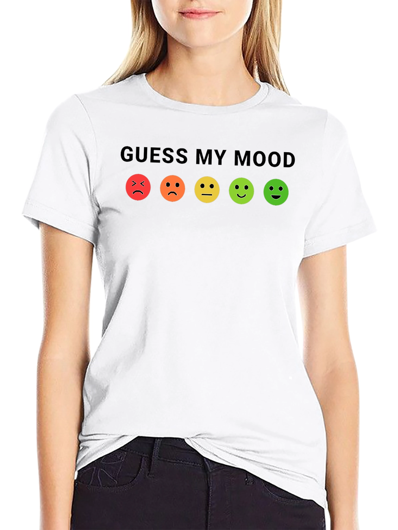 Black Guess My Mood T-Shirt - Funny Emoji Tee view 9