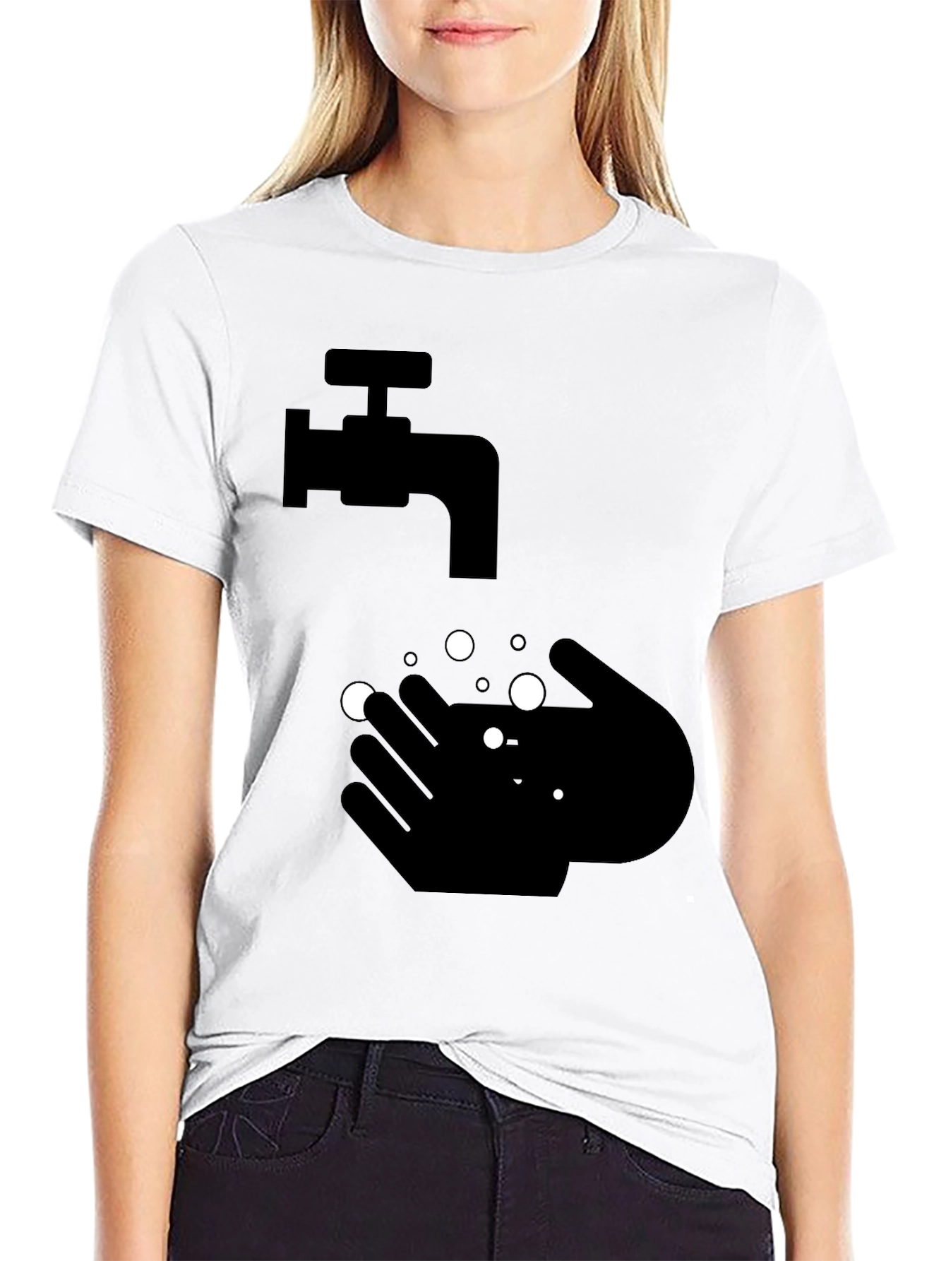 Black Wash Your Hands Graphic Tee - Black view 9