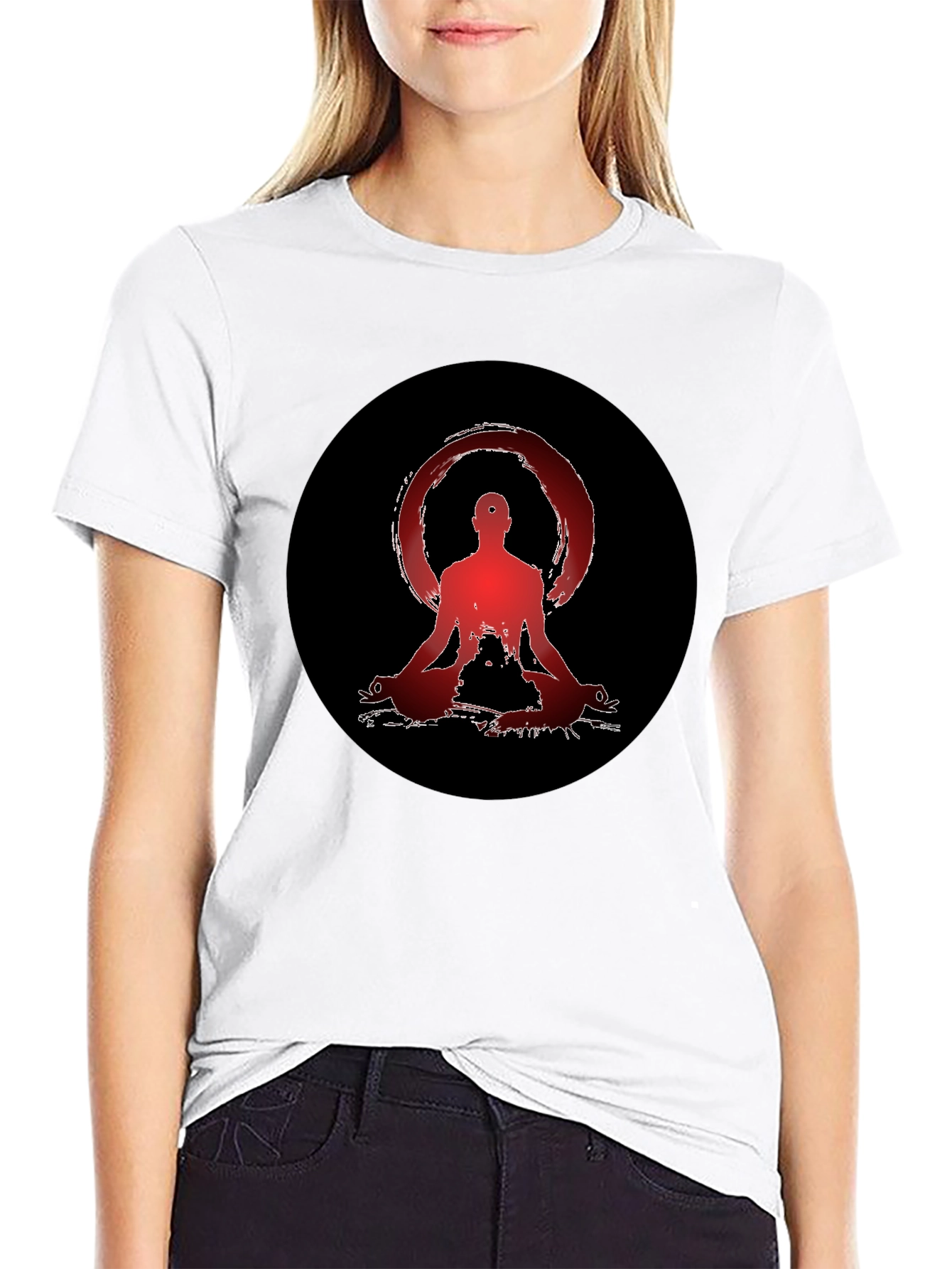 Black Zen Meditation Graphic Tee - Unisex Black T-Shirt view 9