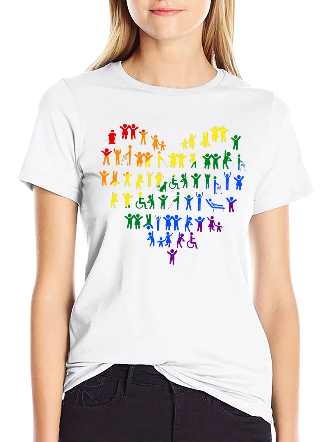 Black Inclusive Rainbow Heart Graphic Tee view 9