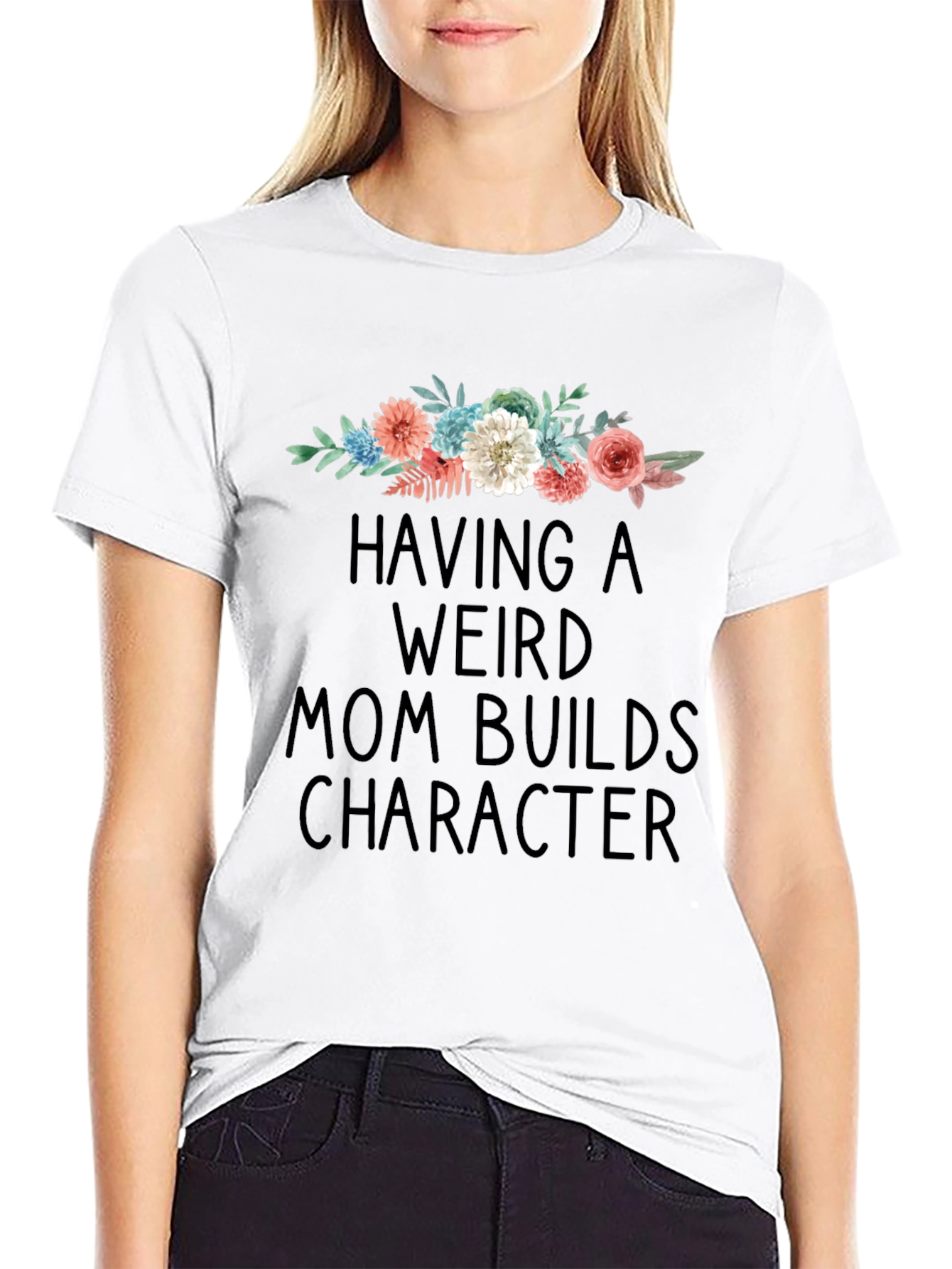 Black Weird Mom Builds Character Graphic Tee view 9