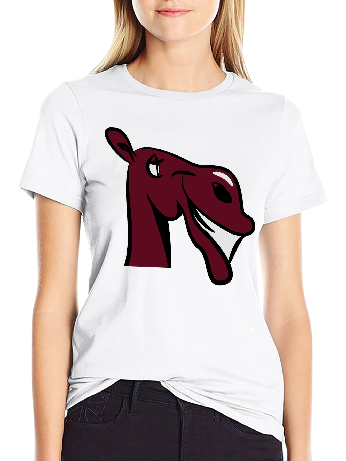 Black Funny Horse Graphic Tee - Burgundy view 9