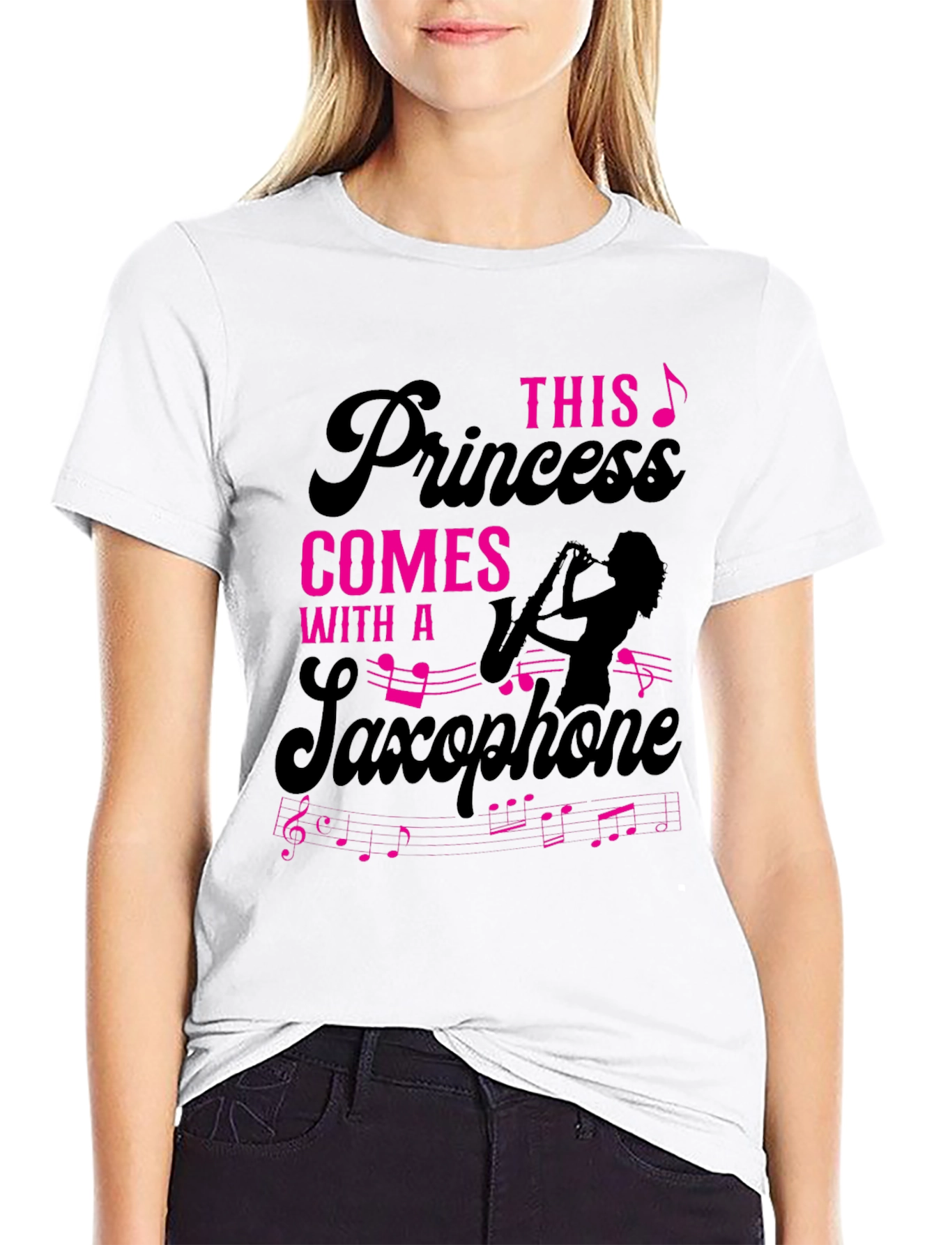 Black Princess Saxophone T-Shirt - Musician Tee view 9