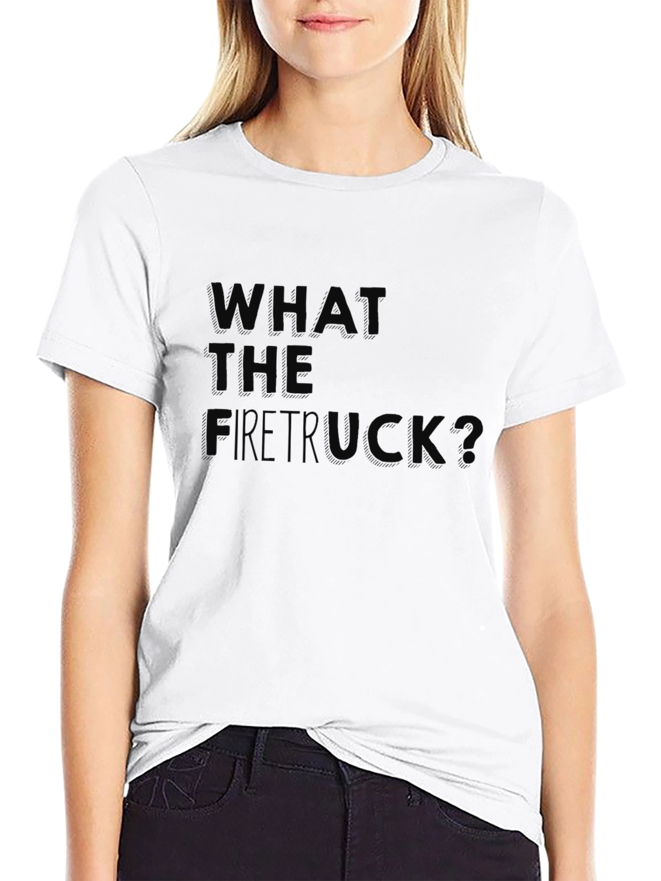 Black What The Firetruck? Funny Graphic Tee view 9