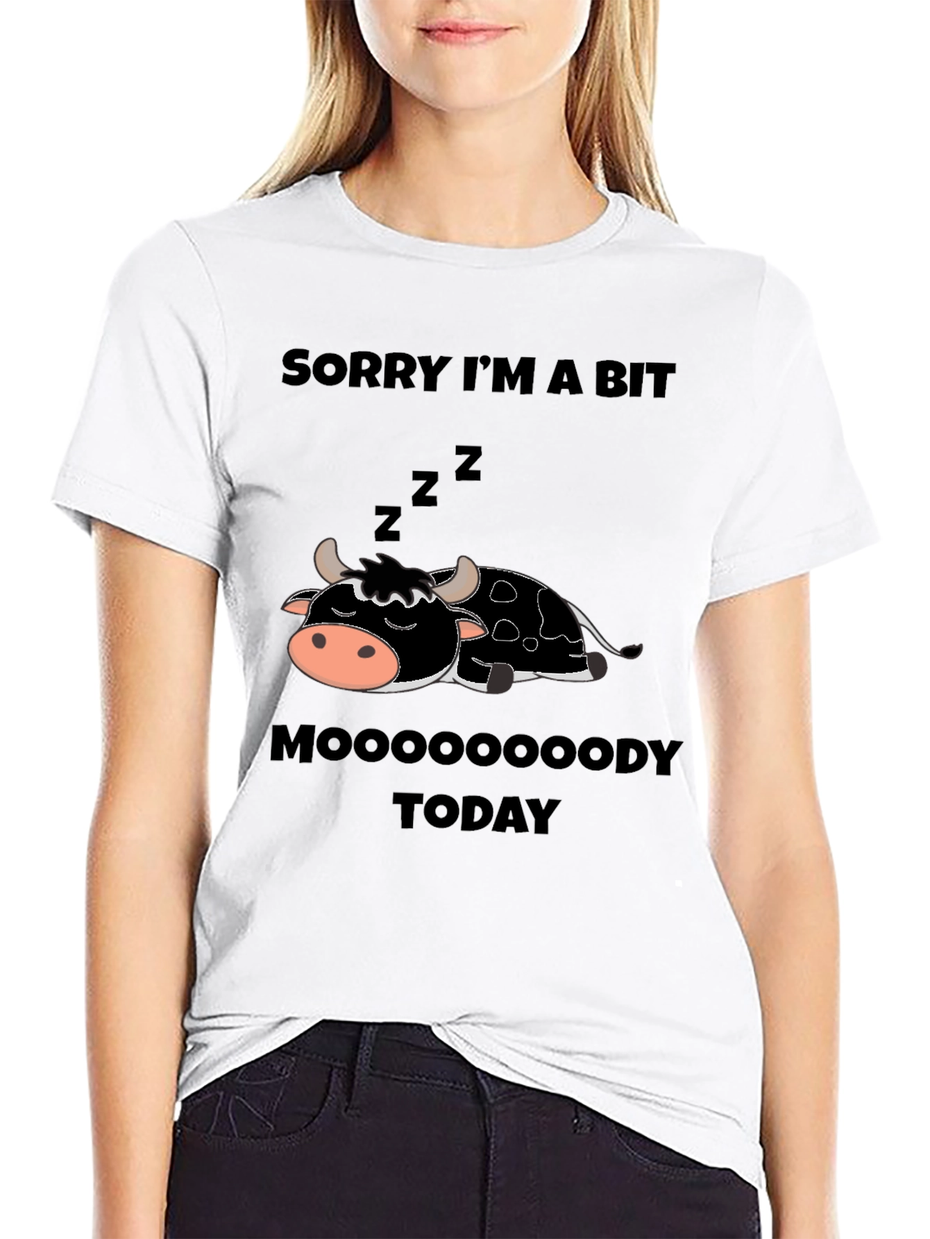 Black Moody Cow Graphic Tee - Funny Novelty Shirt view 9