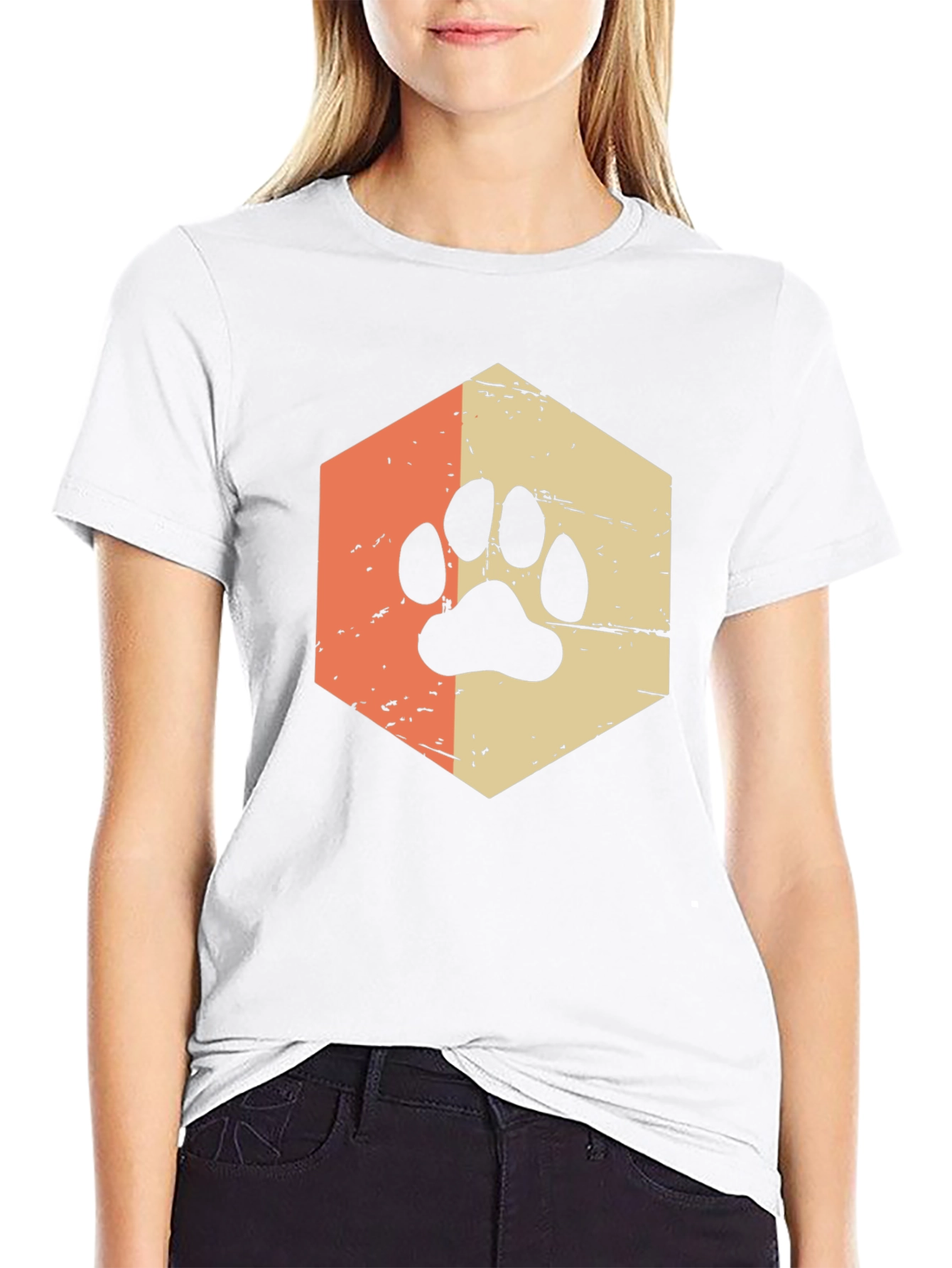 Black Retro Paw Print Graphic Tee - Black view 9