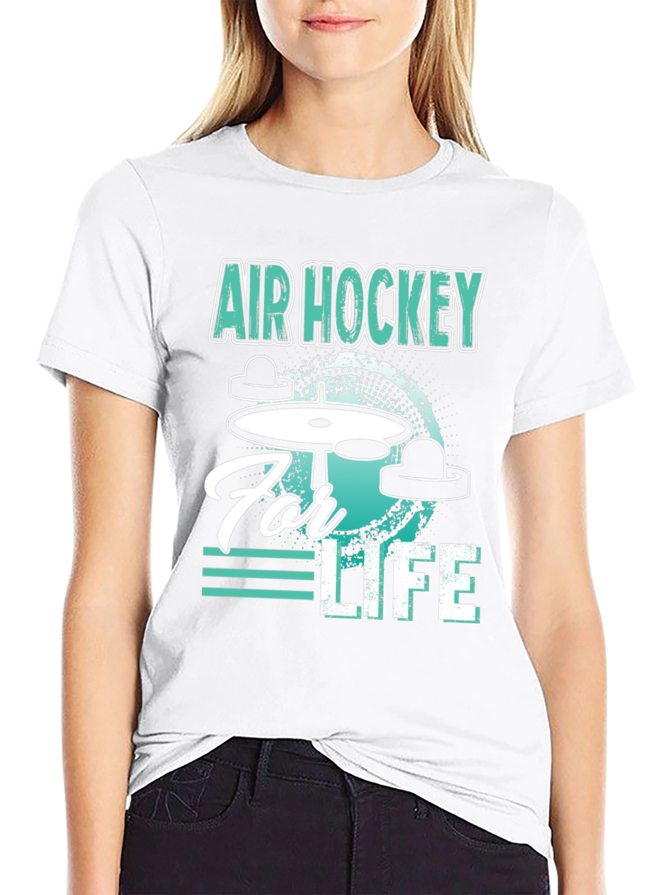 Black Air Hockey for Life Graphic Tee view 9