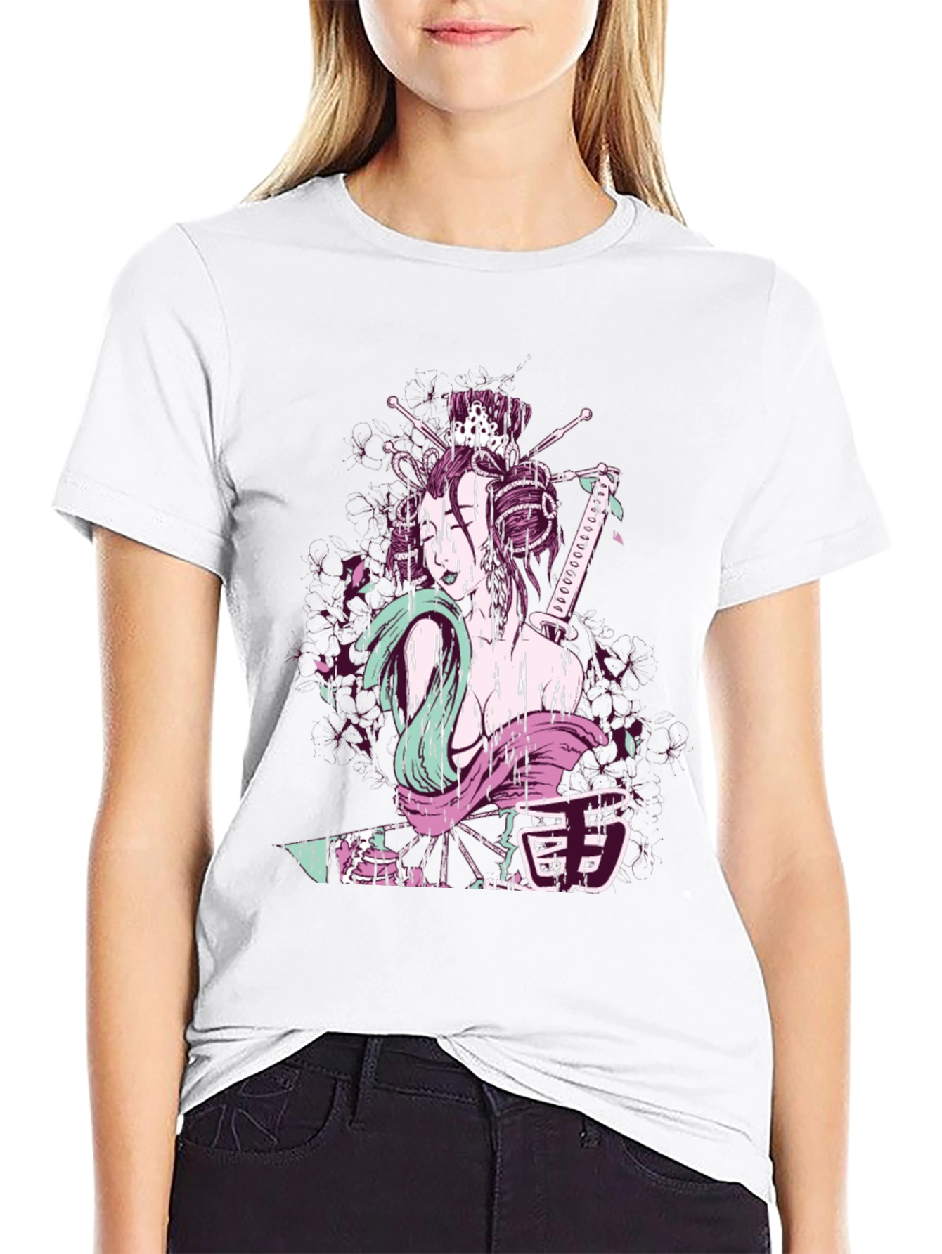 Black Geisha Graphic Tee - Samurai Style view 9