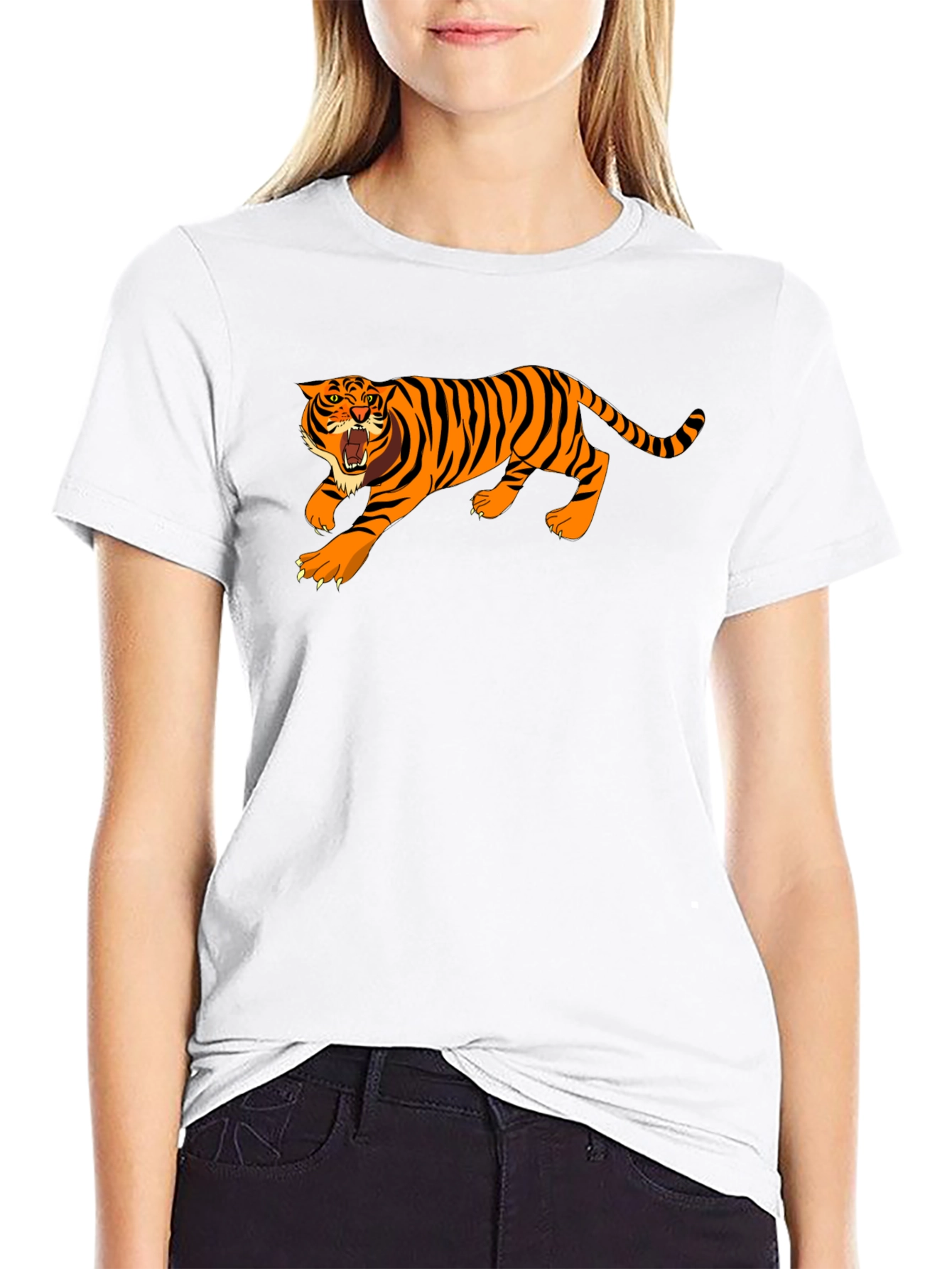 Black Roaring Tiger Graphic T-Shirt view 9