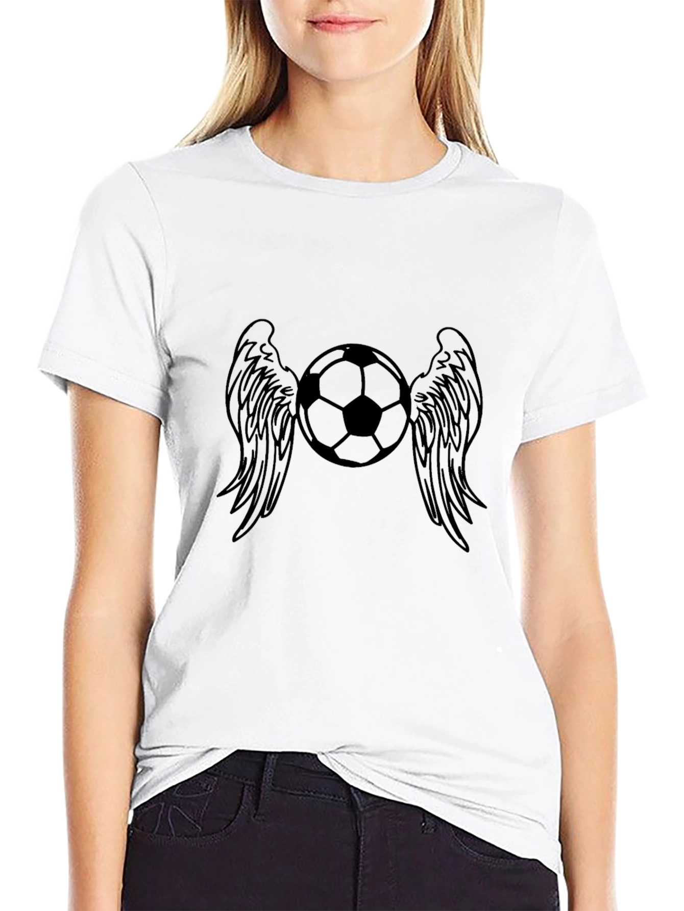 Black Soccer Ball Wings Graphic Tee - Black view 9