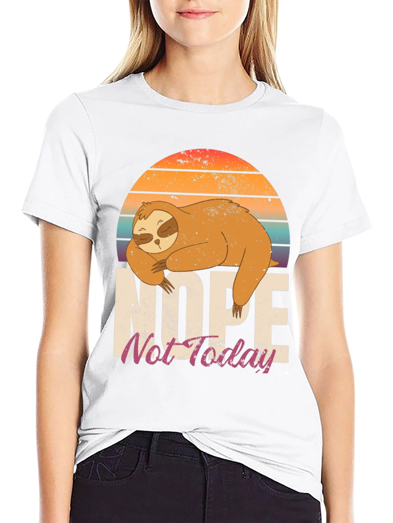 Black Nope Not Today Sloth Graphic Tee view 9