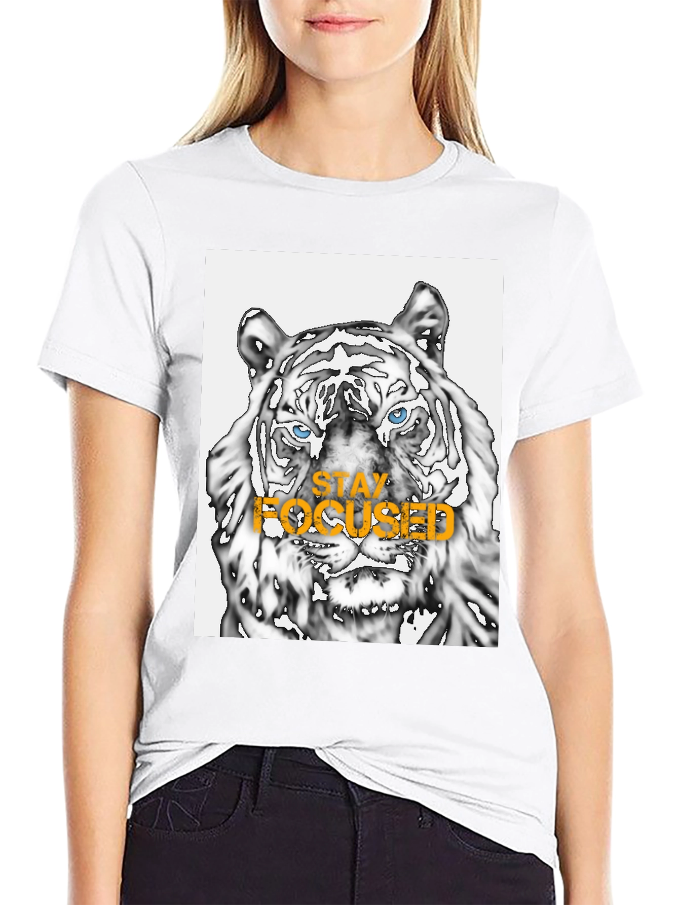 Black Stay Focused Tiger Graphic Tee - Black view 9
