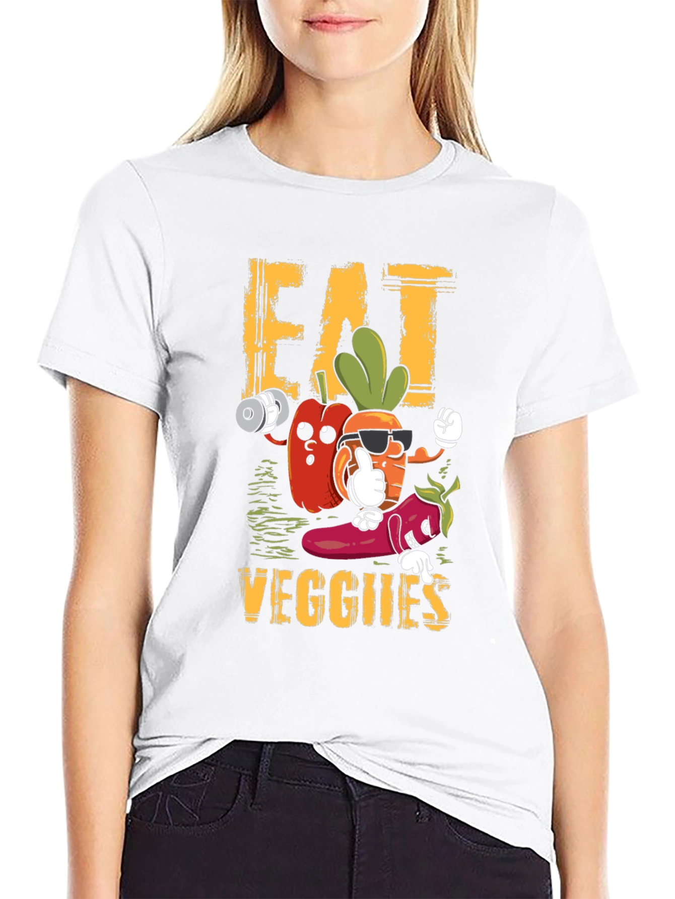 Eat Veggies T-Shirt - Cartoon Veggie Characters - 9