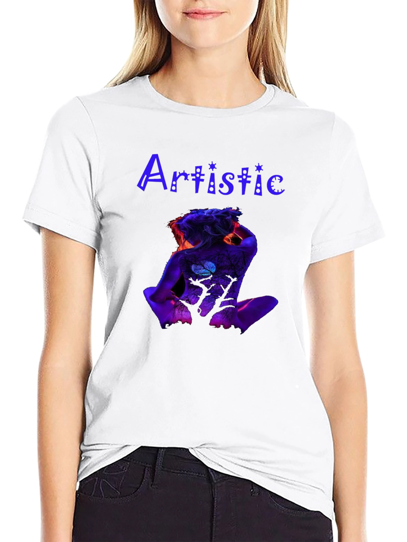 Black Artistic Body Art Print Black Tee view 9
