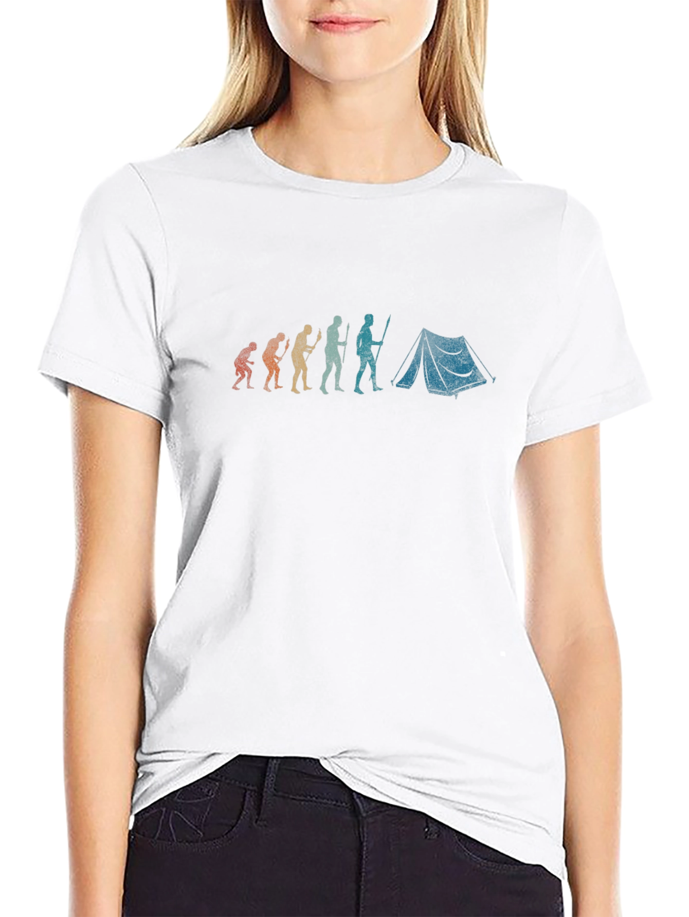 Black Evolution of Camping Graphic T-Shirt - Black view 9
