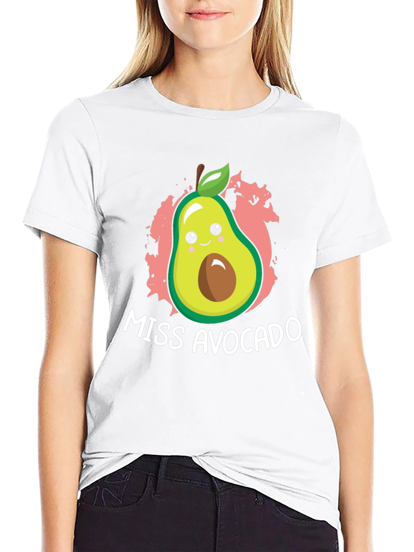 Black Miss Avocado Graphic Tee - Fun & Unique Black T-Shirt view 9