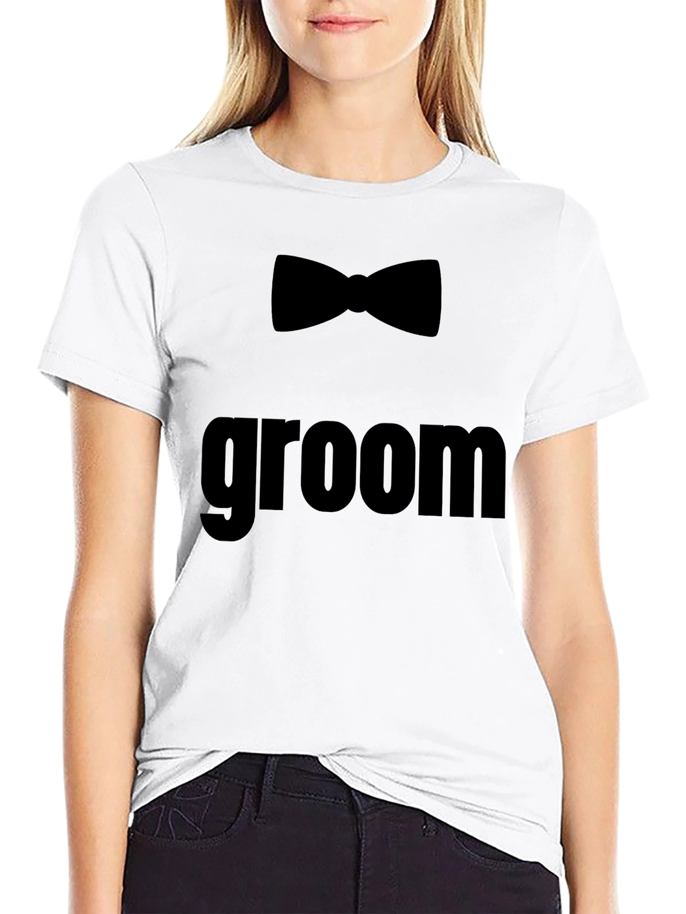 Black Groom Bow Tie T-Shirt - Wedding Party Tee view 9