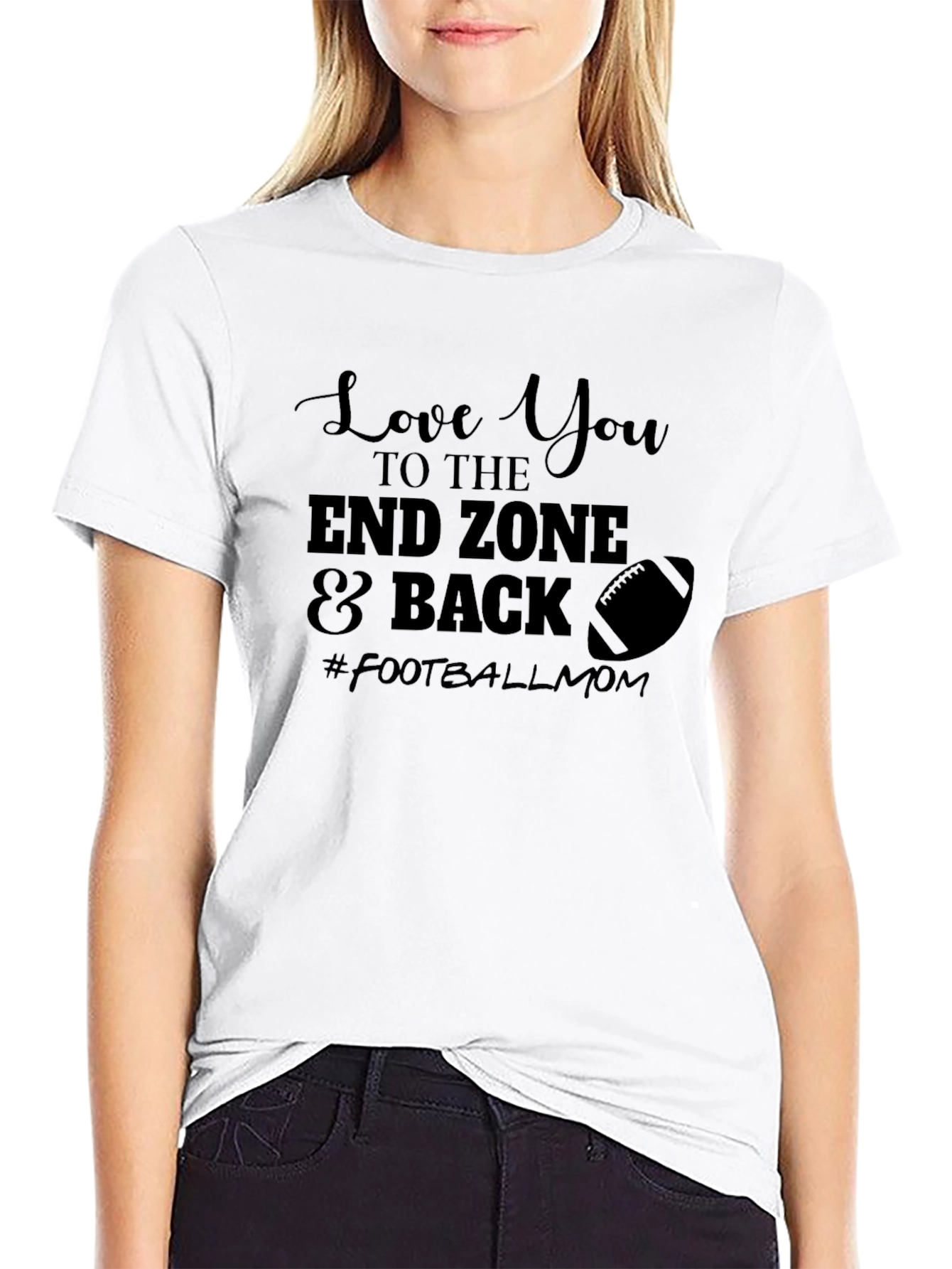 Black Football Mom Tee - Love You to the End Zone view 9
