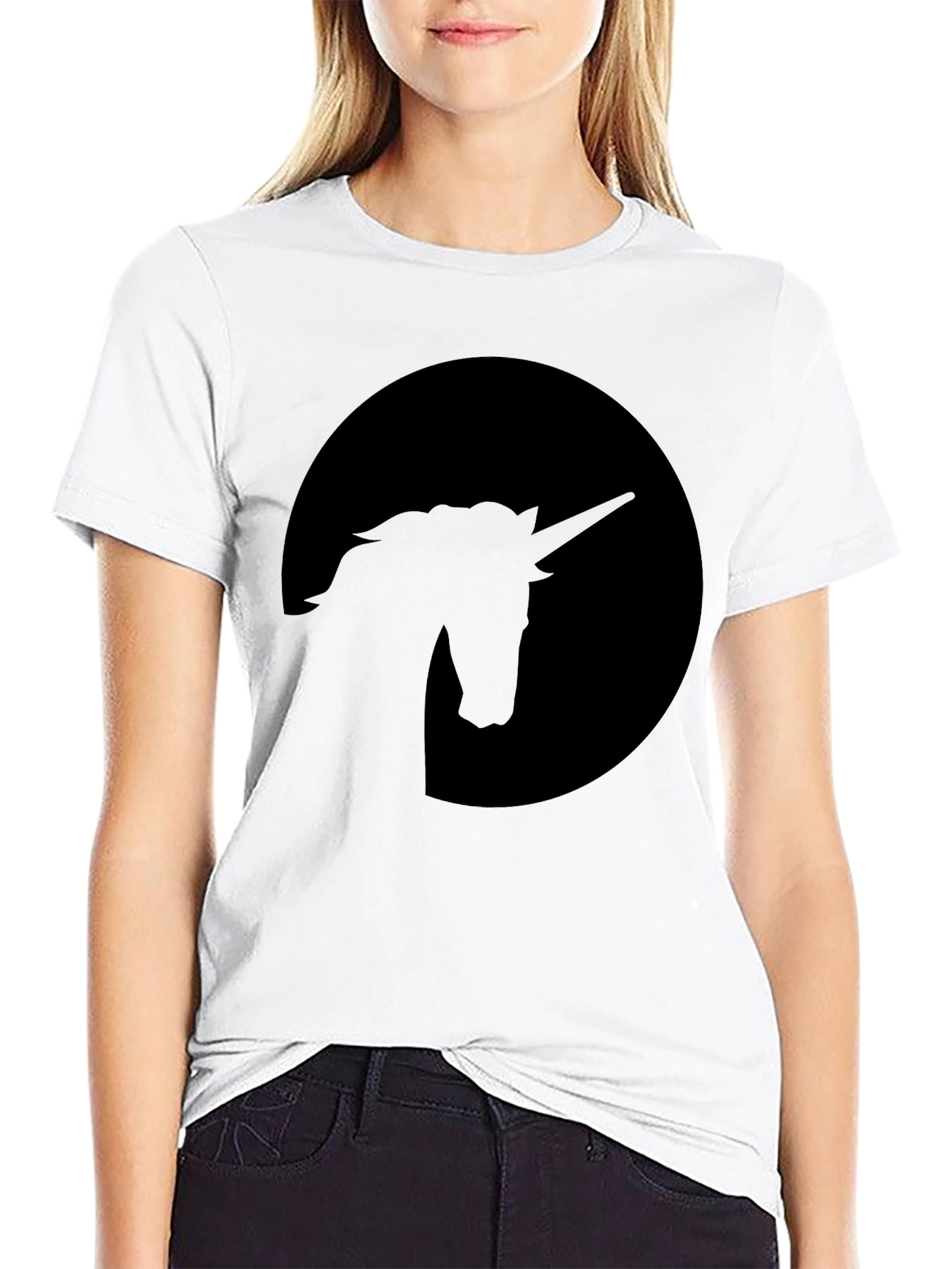 Black Unicorn Silhouette Black T-Shirt view 9