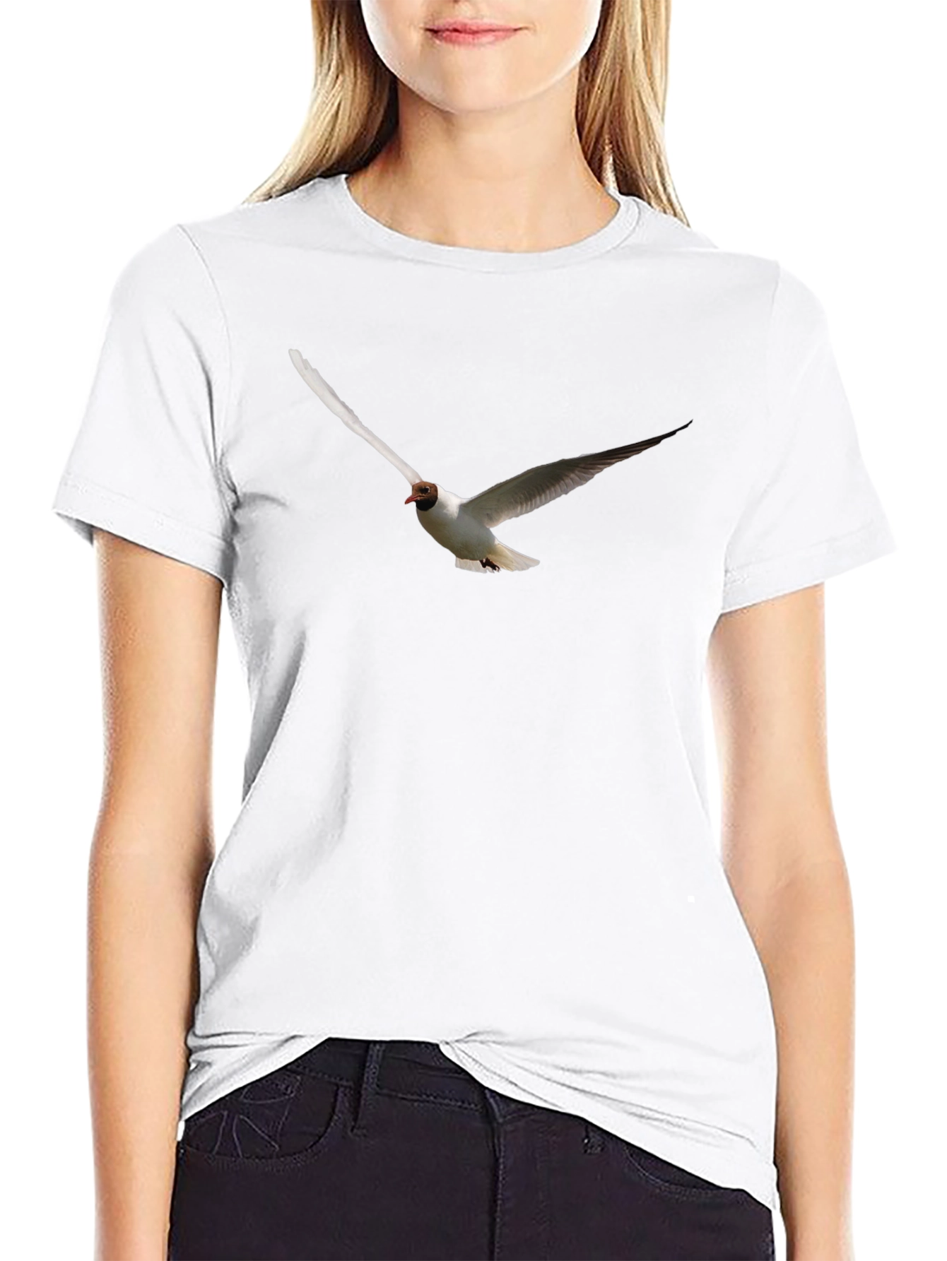 Black Black T-Shirt with Flying Bird Graphic view 9