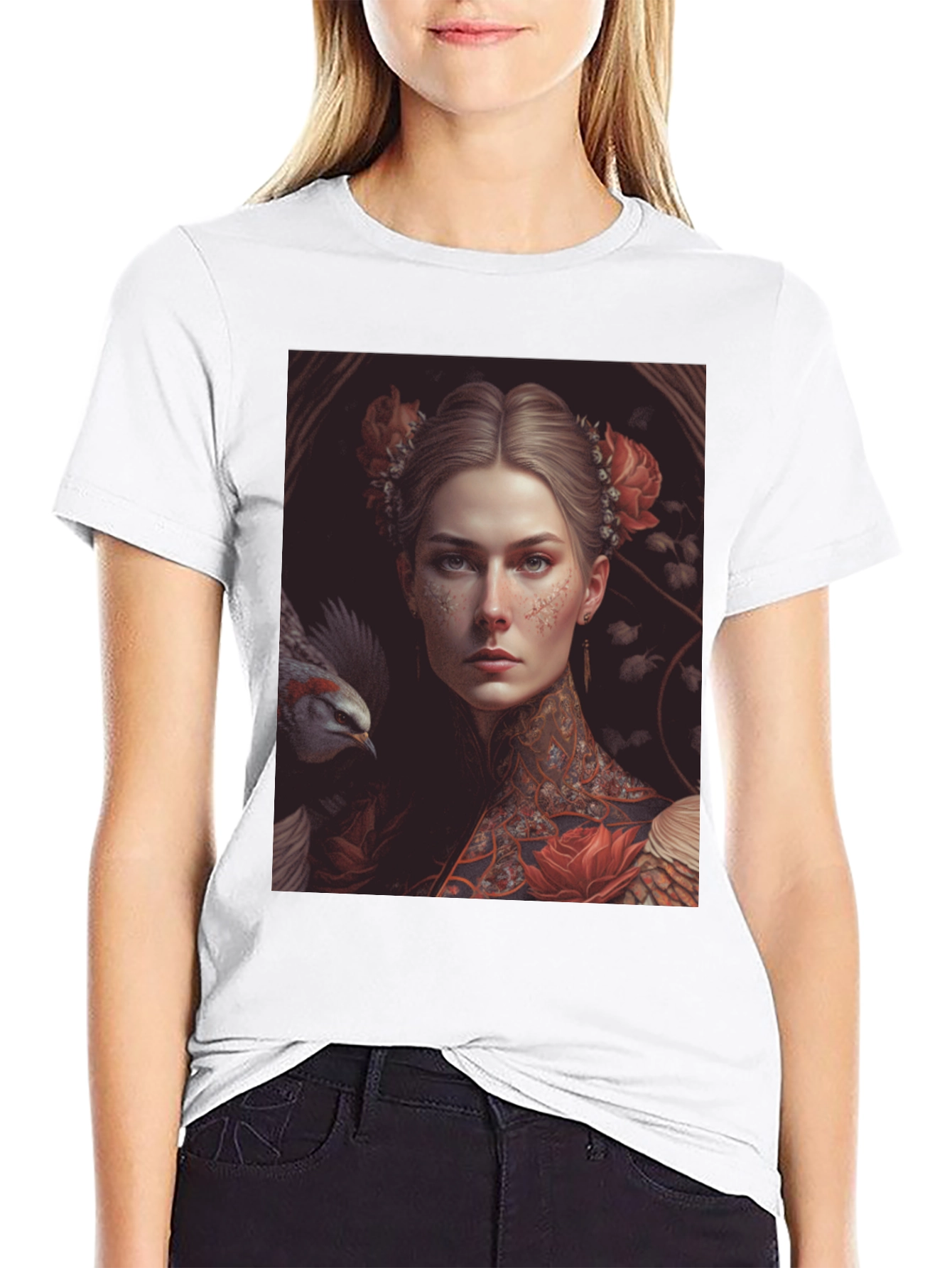 Black Floral Renaissance T-Shirt view 9