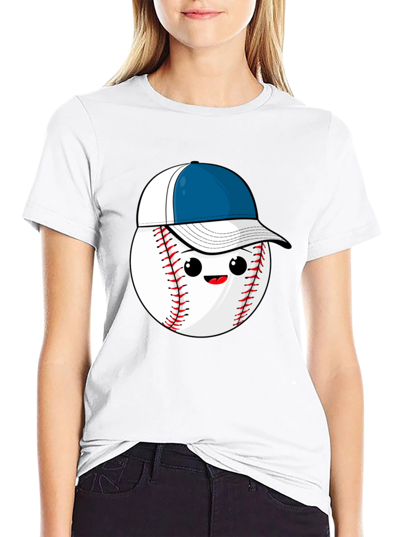 Black Baseball with Hat Graphic Tee view 9