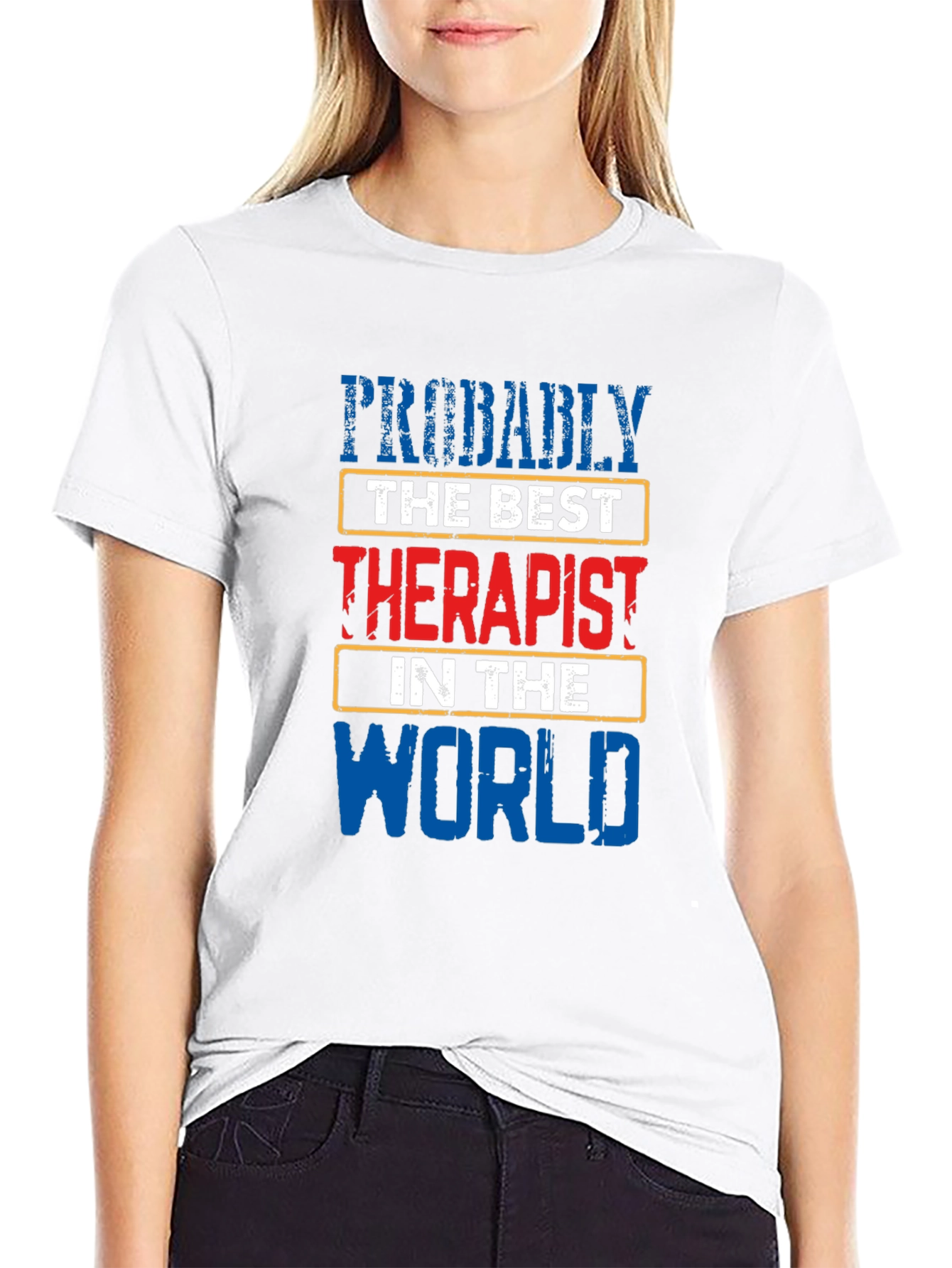 Black Probably The Best Therapist T-Shirt view 9