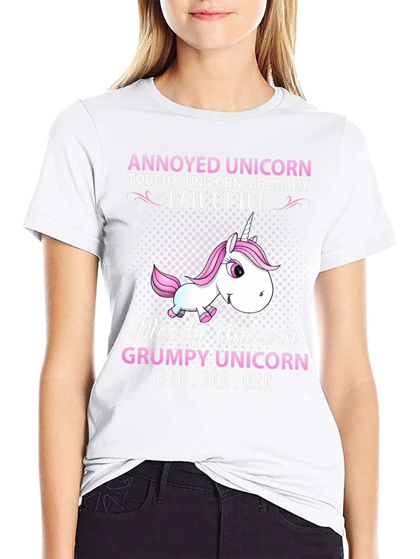 Black Annoyed Unicorn Graphic T-Shirt view 9