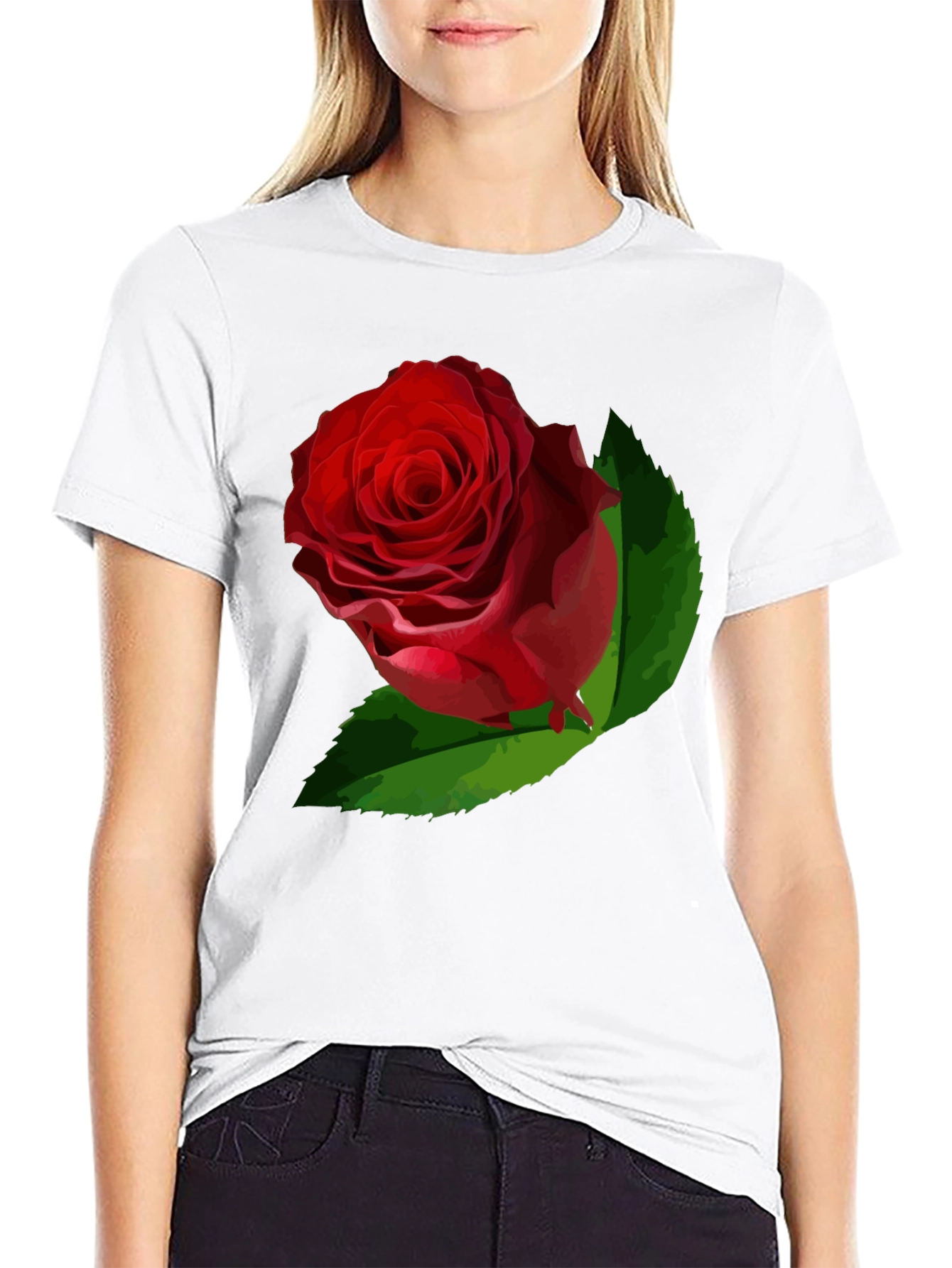 Black Bold Rose Graphic Tee - Black Cotton Casual Shirt view 9