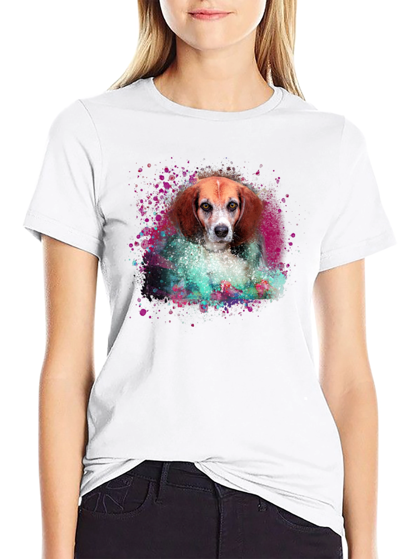 Black Dog Art T-Shirt - Beagle Portrait Tee view 9
