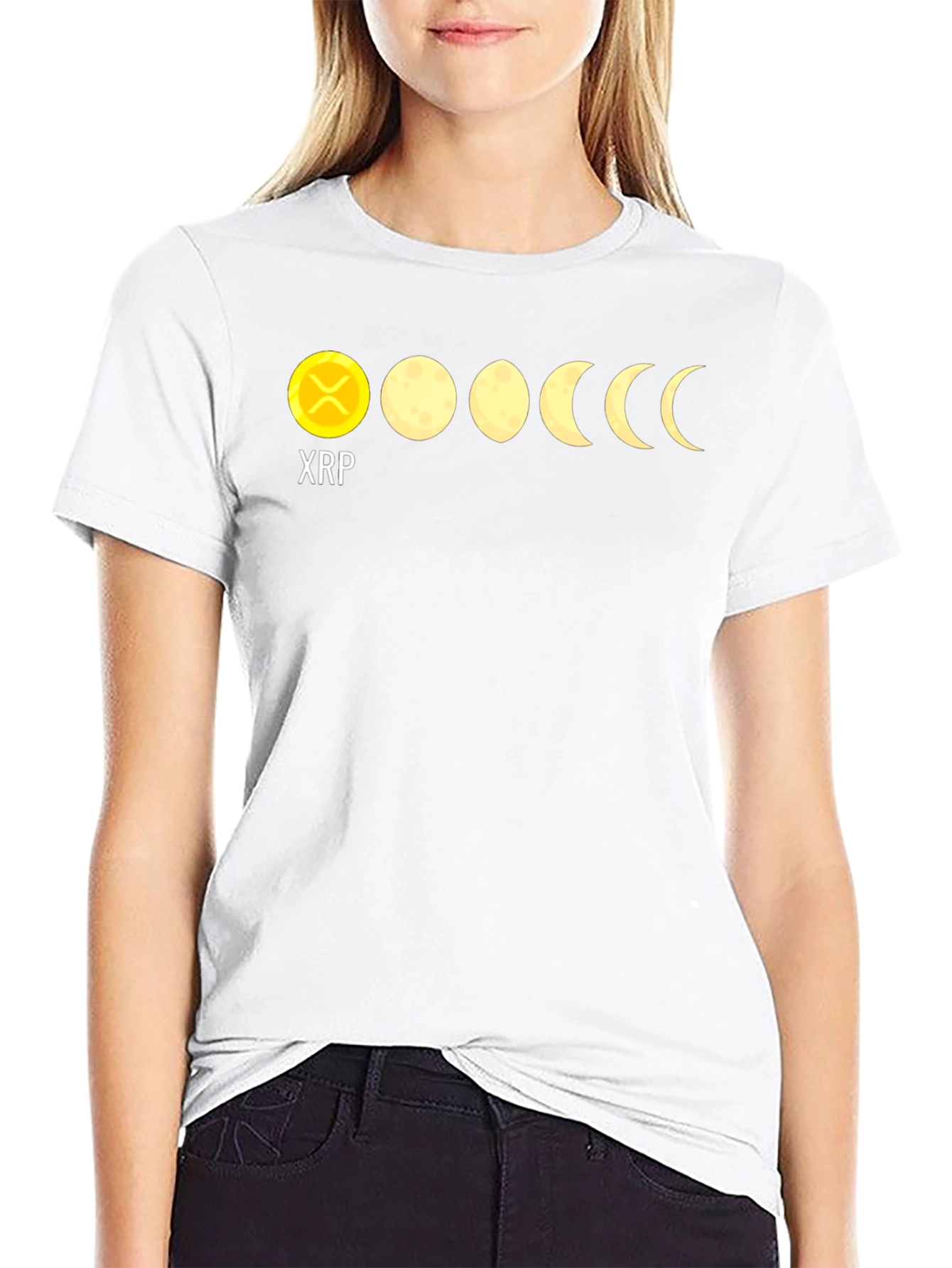 Black XRP Moon Phases Black Graphic T-Shirt view 9