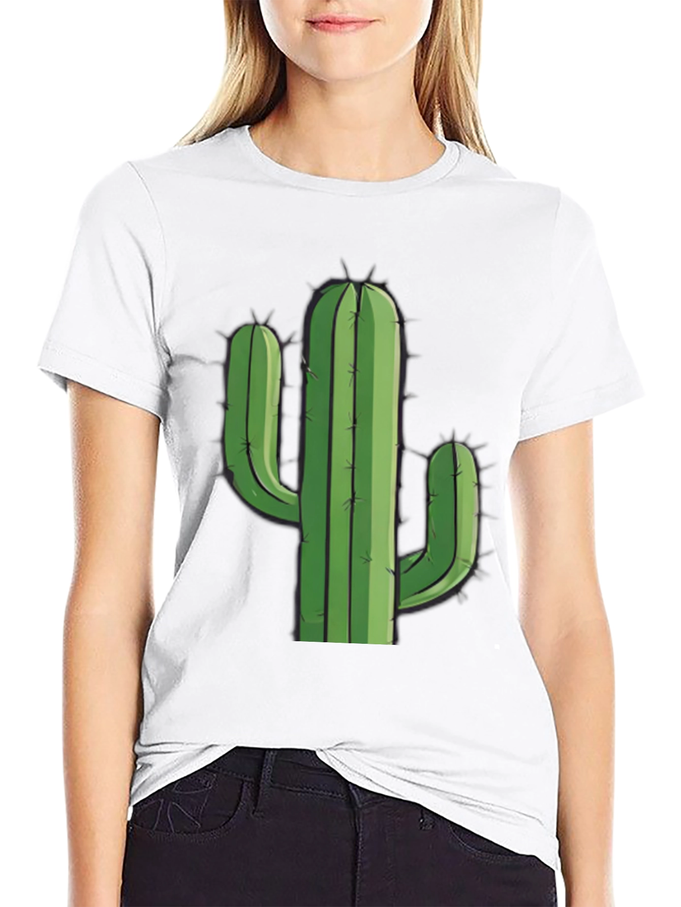 Black Cactus Graphic Tee - Black Cotton T-Shirt view 9