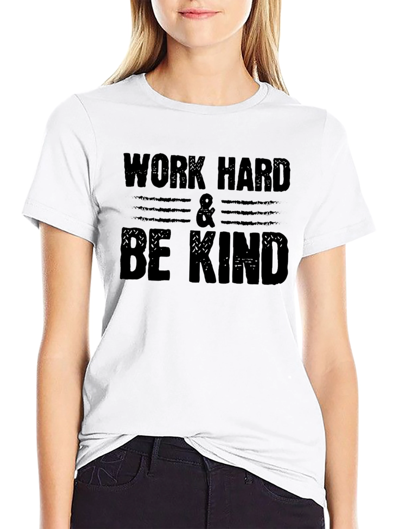 Black Work Hard & Be Kind Graphic T-Shirt view 9