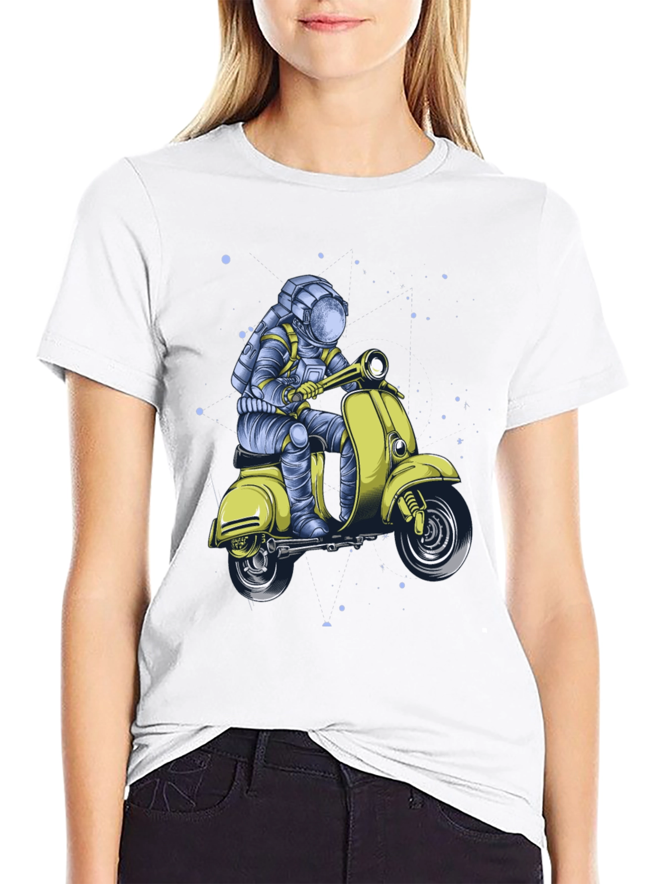 Black Astronaut on Scooter Graphic Tee - Black view 9