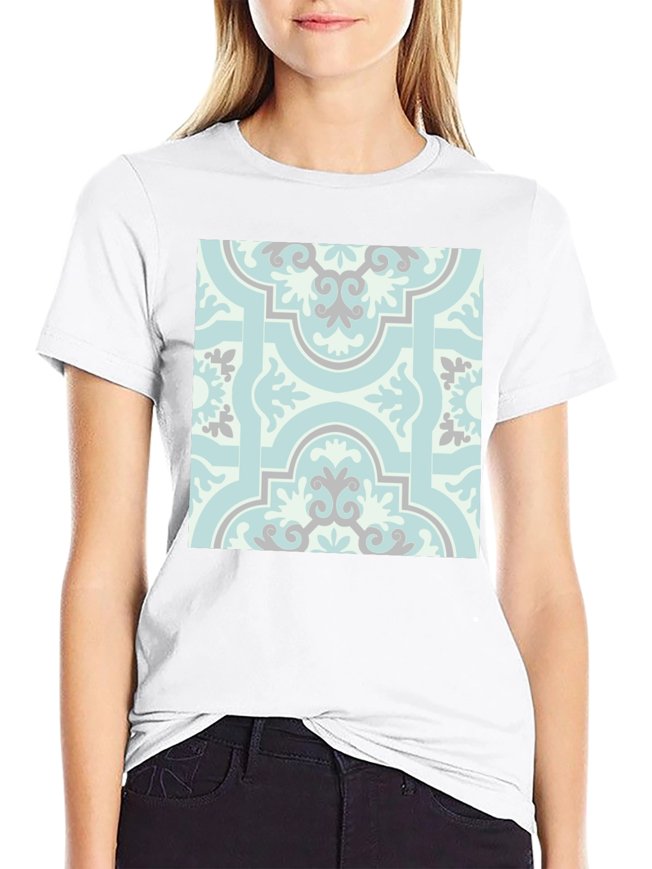 Black Patterned Graphic Tee - Stylish Casual Wear view 9