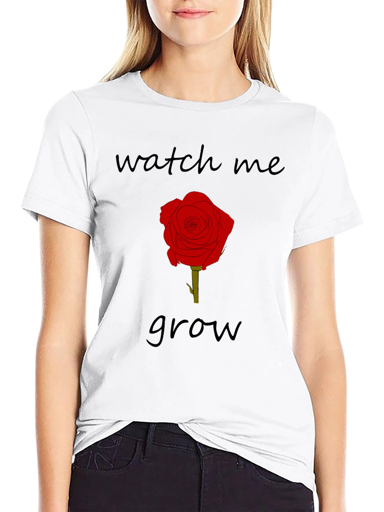 Black Watch Me Grow Rose Graphic Tee - Black view 9