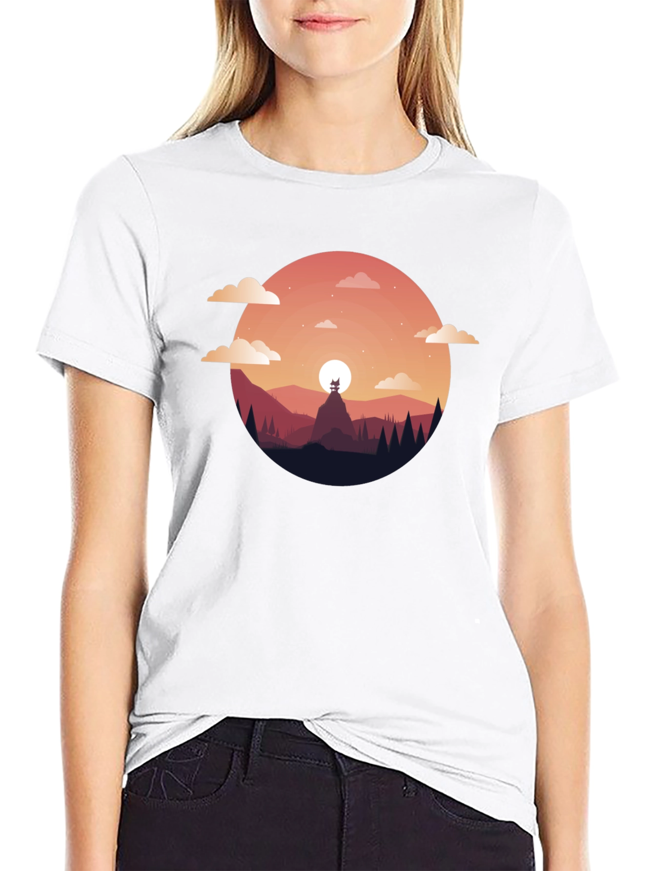 Black Sunset Mountain Graphic Tee - Black T-Shirt view 9