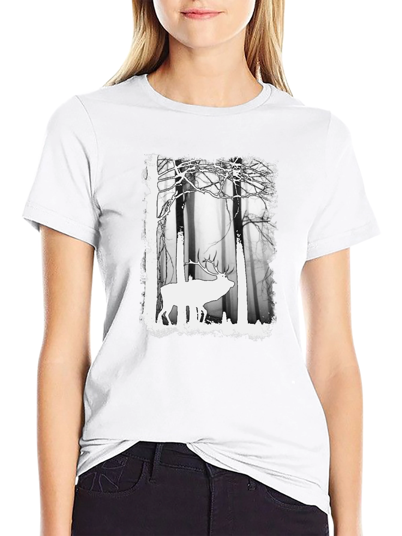 Black Elk in Forest Graphic Tee - Men's Black T-Shirt view 9
