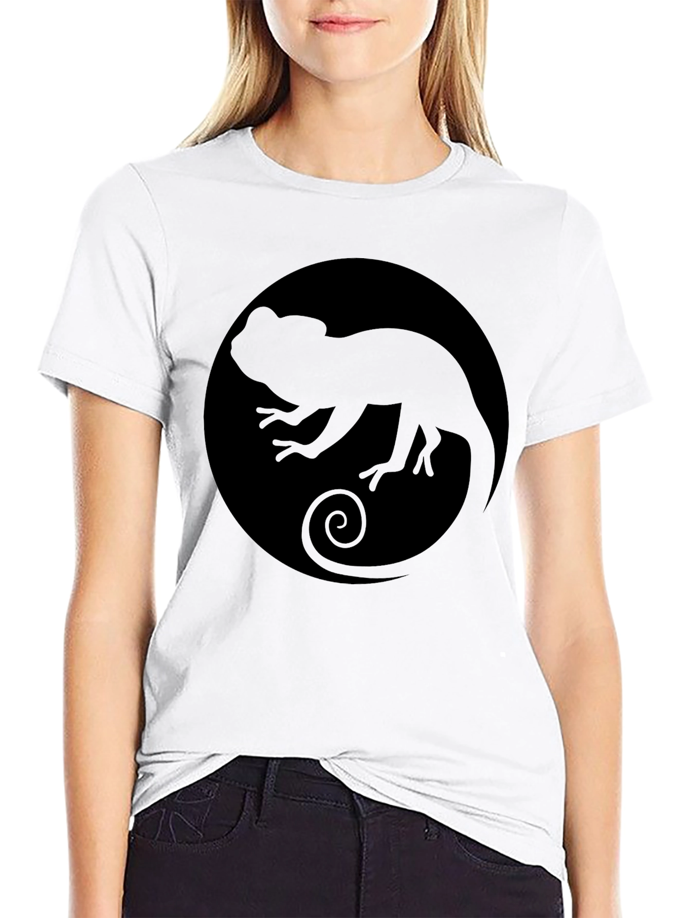 Black Chameleon Circle Graphic Tee - Black view 9